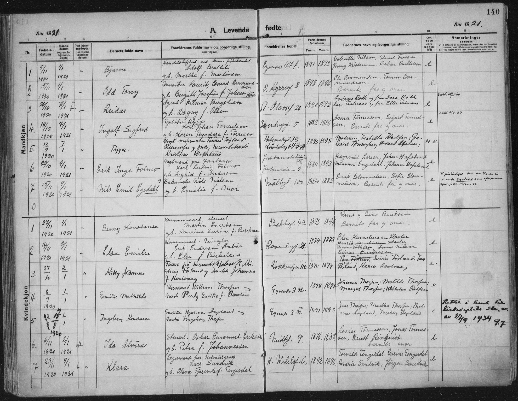 Domkirken sokneprestkontor, SAST/A-101812/002/A/L0018: Parish register (official) no. A 34, 1915-1929, p. 140
