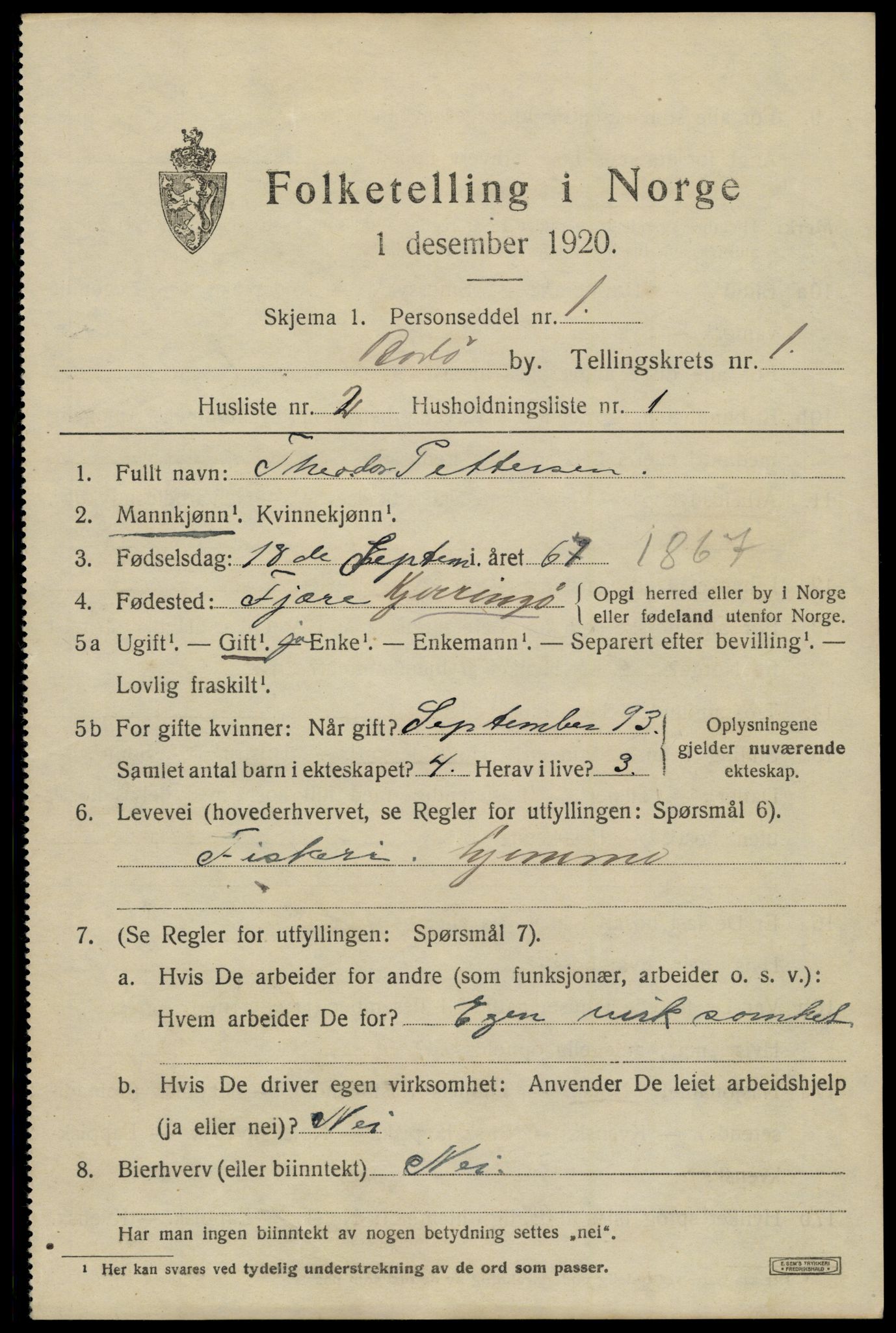 SAT, 1920 census for Bodø, 1920, p. 3293