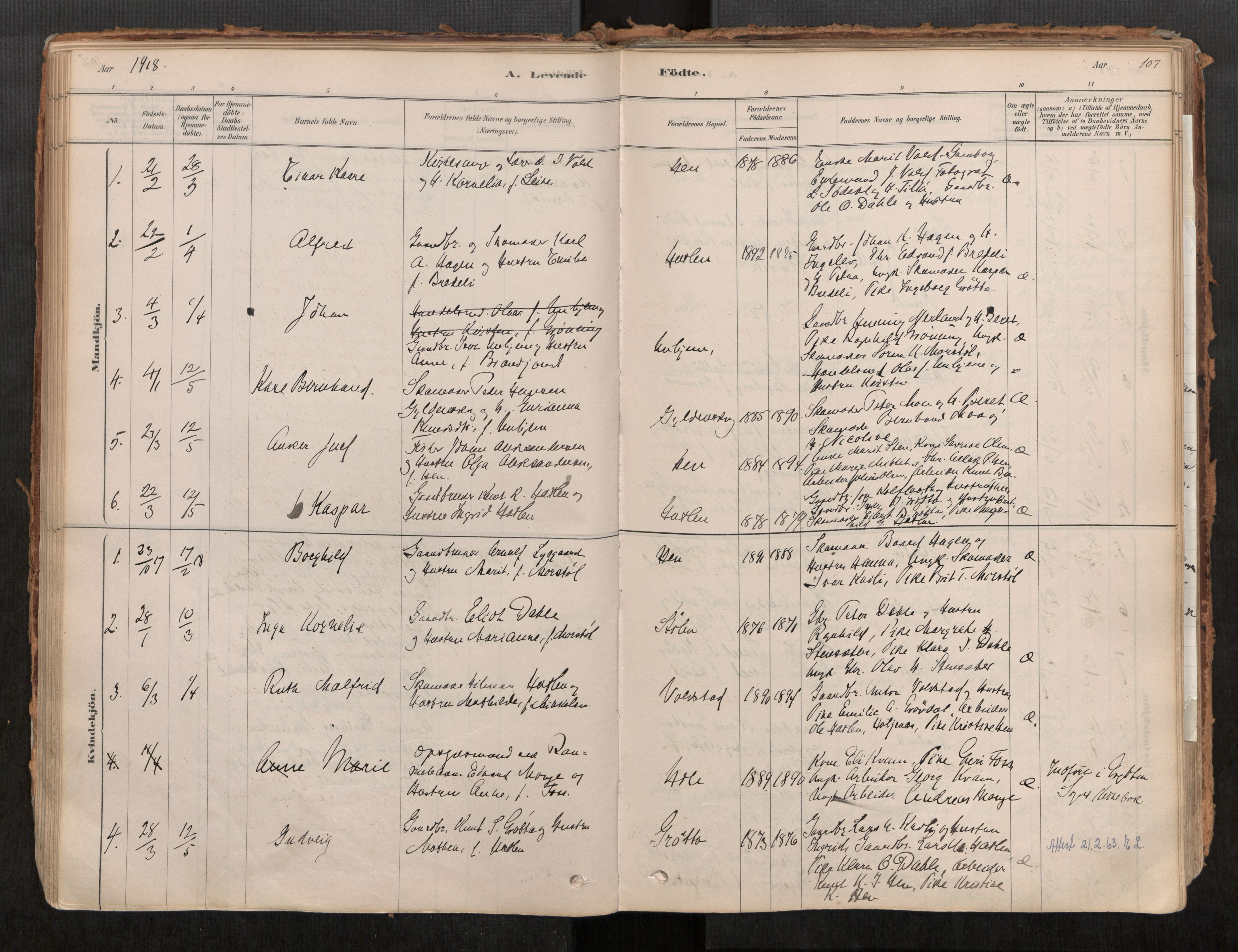 Ministerialprotokoller, klokkerbøker og fødselsregistre - Møre og Romsdal, AV/SAT-A-1454/545/L0594: Parish register (official) no. 545A03, 1878-1920, p. 107