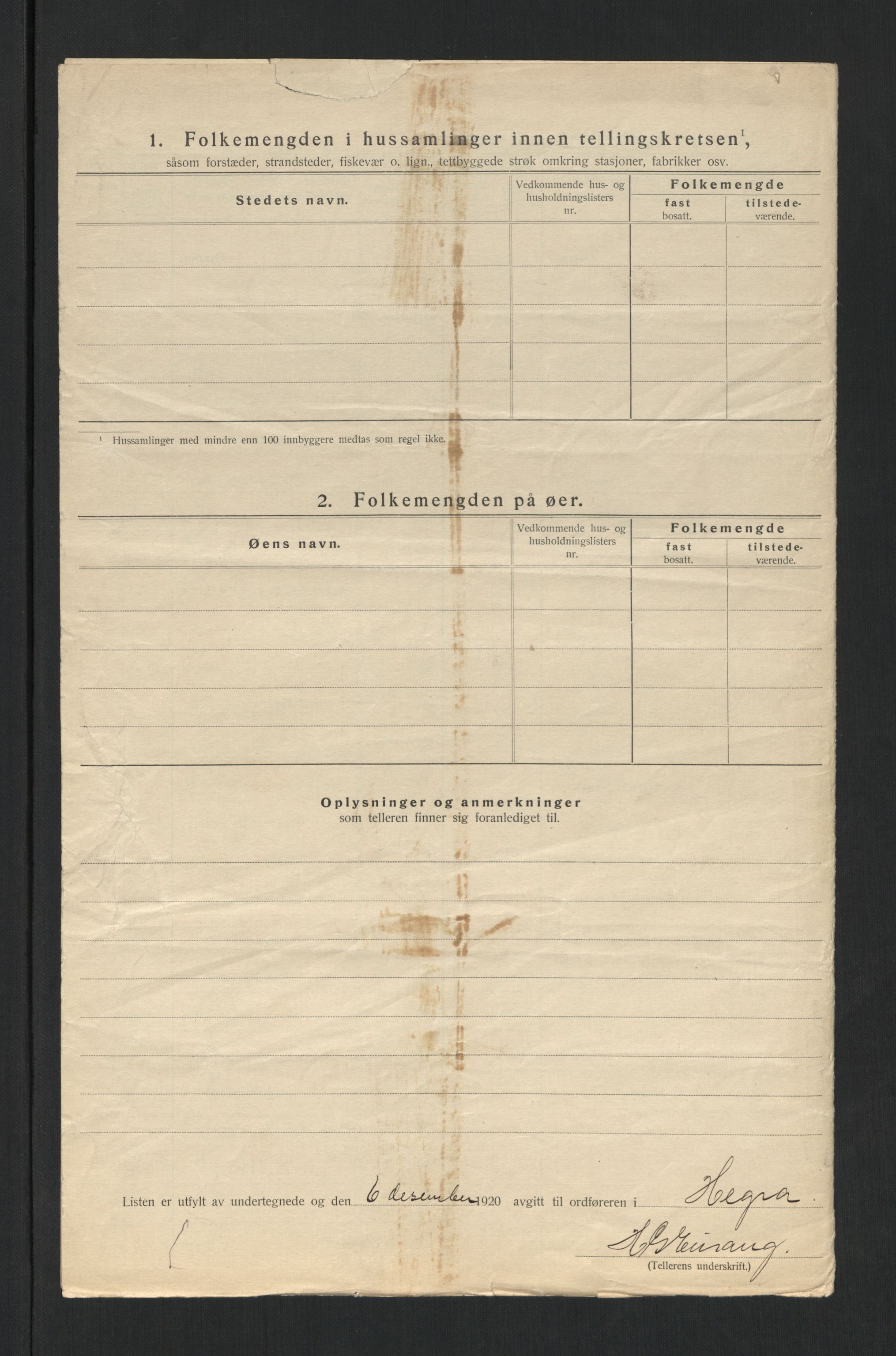 SAT, 1920 census for Hegra, 1920, p. 11