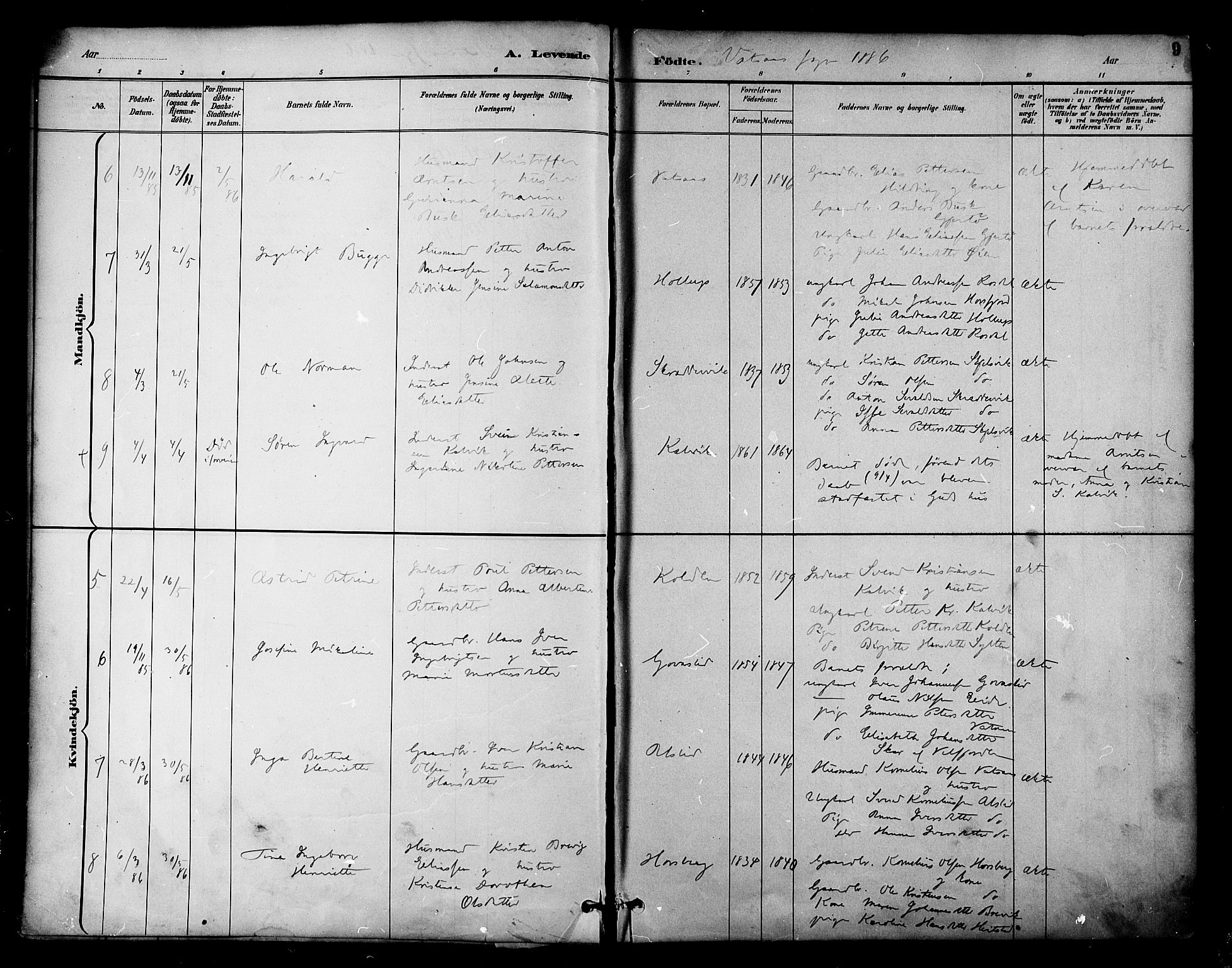 Ministerialprotokoller, klokkerbøker og fødselsregistre - Nordland, AV/SAT-A-1459/810/L0150: Parish register (official) no. 810A10 /1, 1884-1895, p. 9