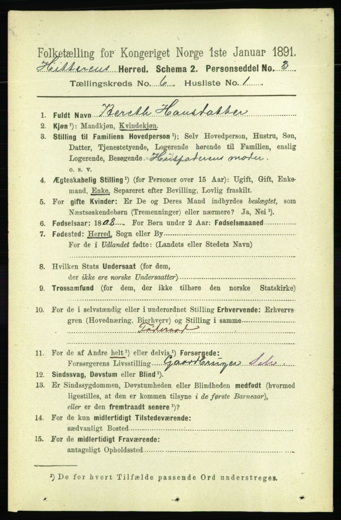 RA, 1891 census for 1617 Hitra, 1891, p. 1068