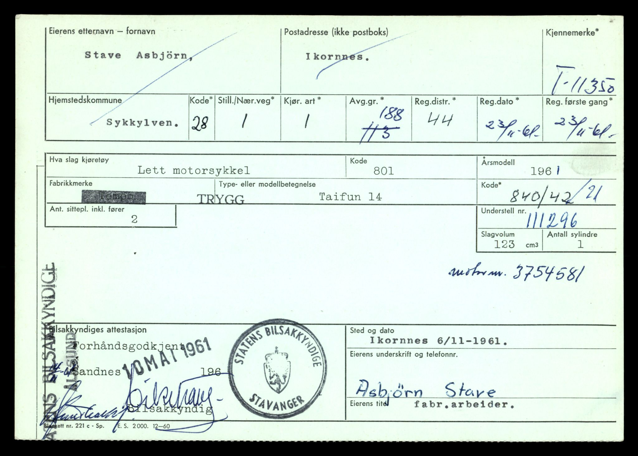 Møre og Romsdal vegkontor - Ålesund trafikkstasjon, SAT/A-4099/F/Fe/L0028: Registreringskort for kjøretøy T 11290 - T 11429, 1927-1998, p. 1267