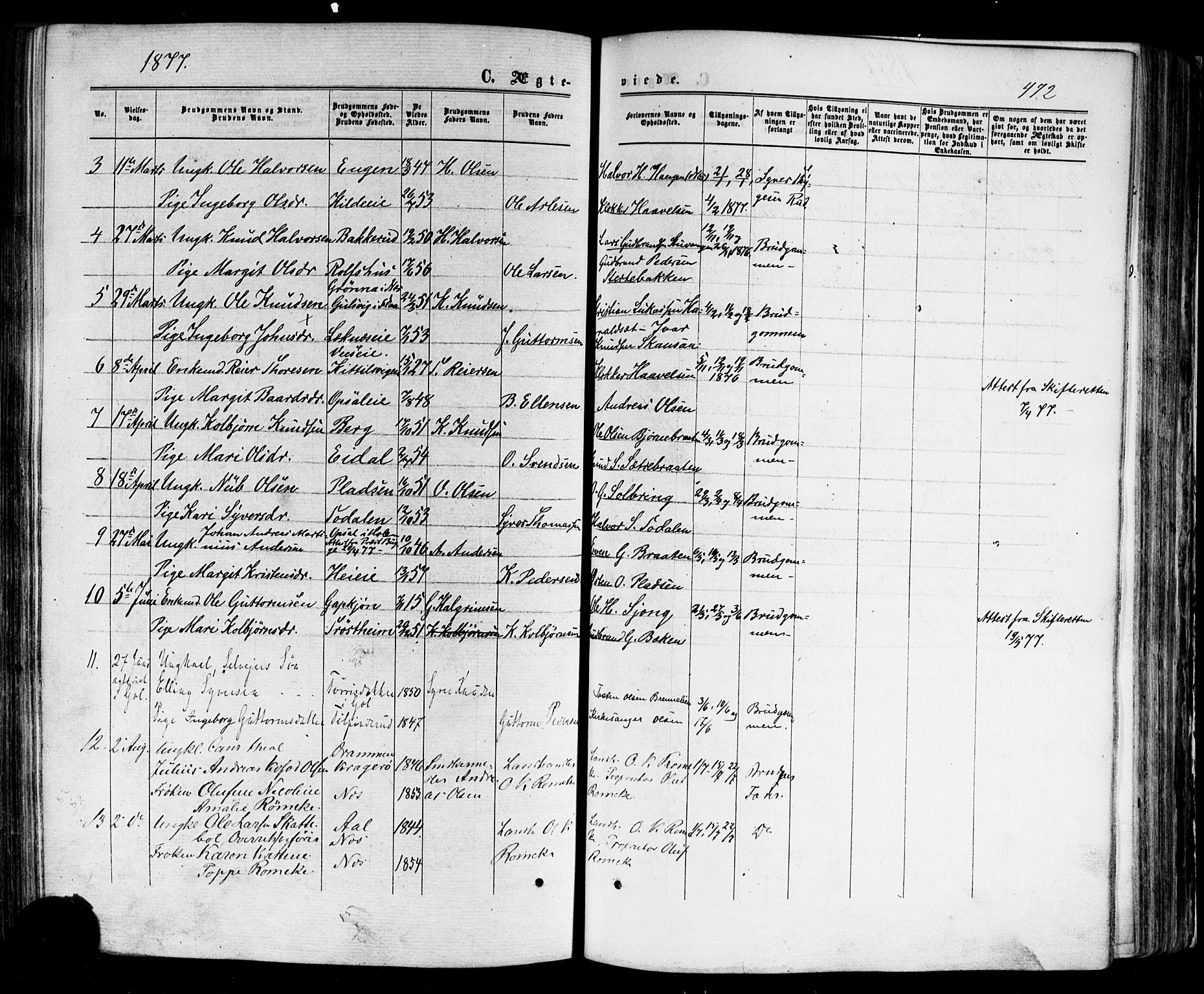 Nes kirkebøker, SAKO/A-236/F/Fa/L0010: Parish register (official) no. 10, 1864-1880, p. 472