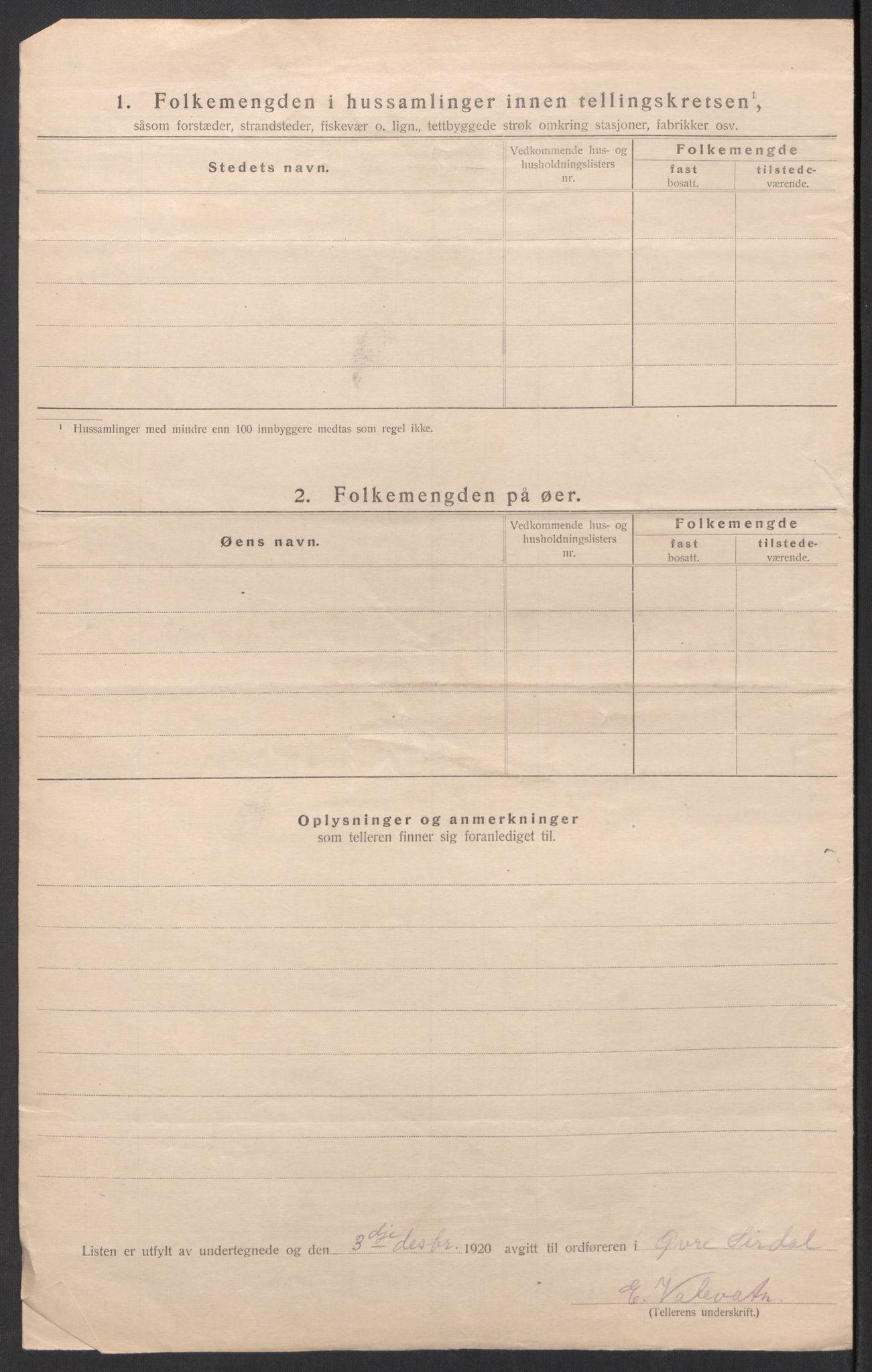 SAK, 1920 census for Øvre Sirdal, 1920, p. 32