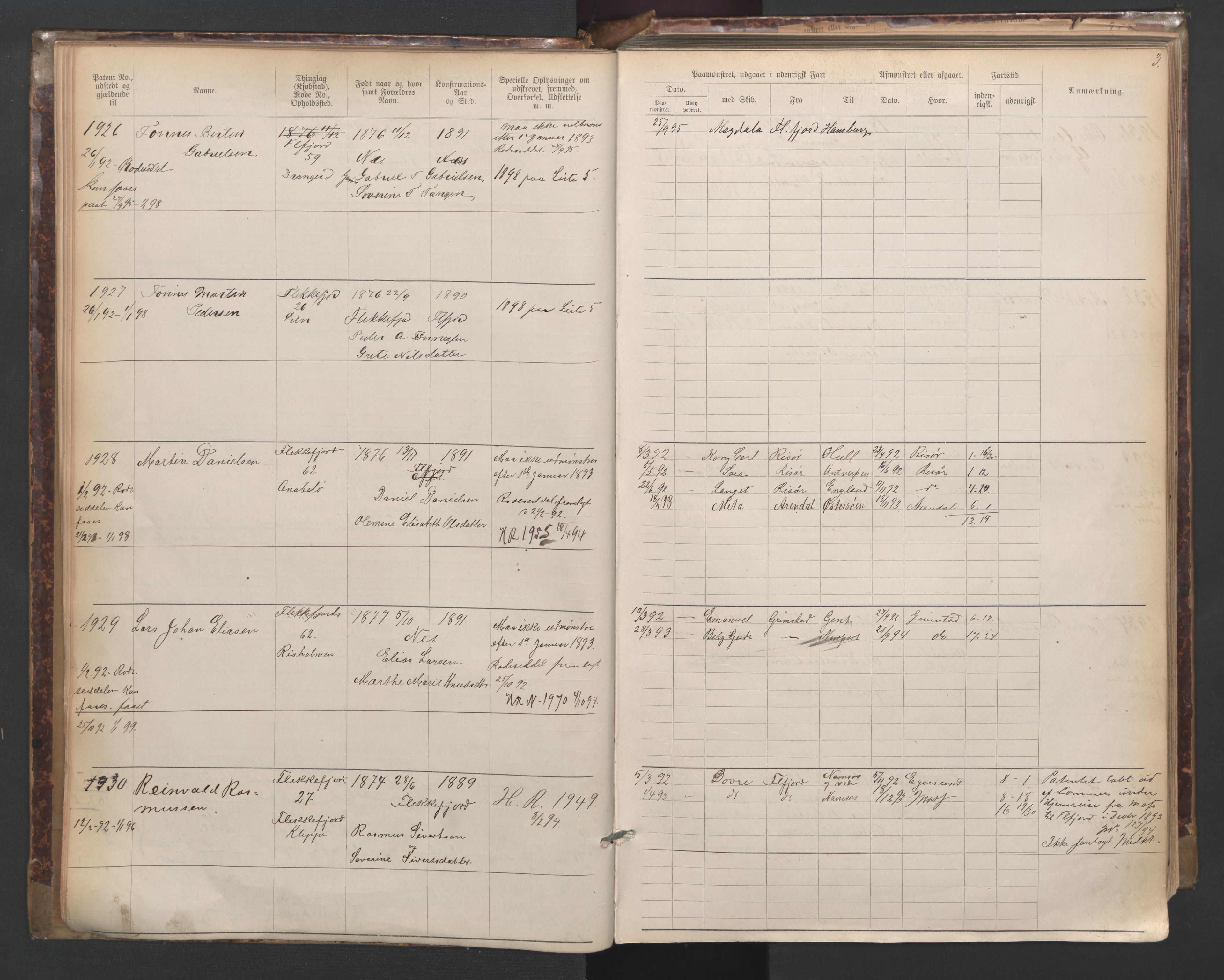 Flekkefjord mønstringskrets, SAK/2031-0018/F/Fa/L0003: Annotasjonsrulle nr 1921-2963 med register, N-3, 1892-1948, p. 32