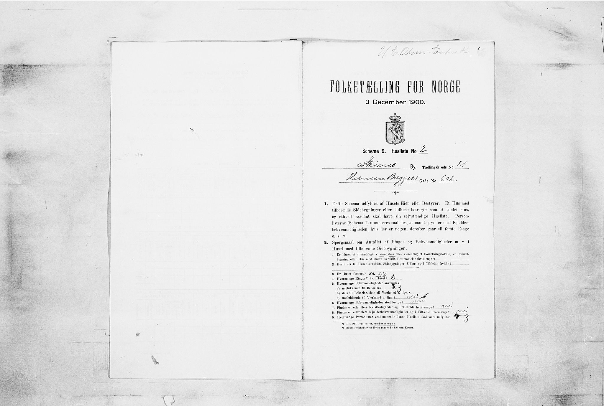 SAKO, 1900 census for Skien, 1900, p. 3749