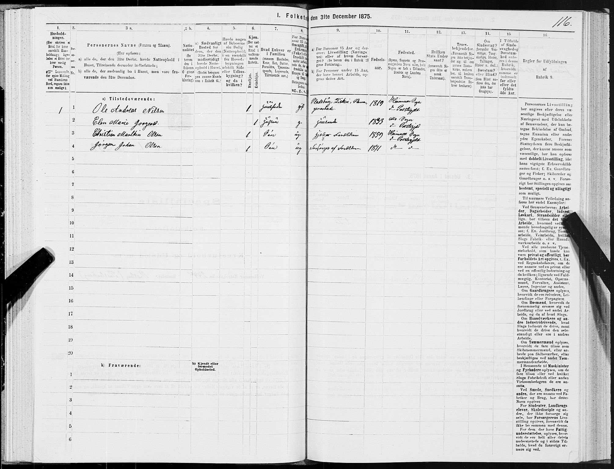 SAT, 1875 census for 1832P Hemnes, 1875, p. 1116