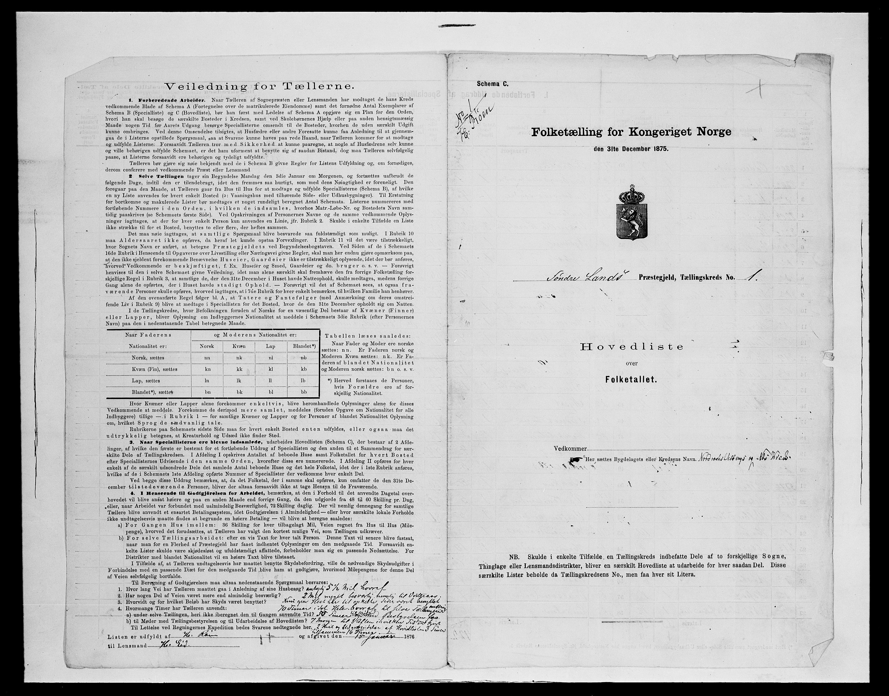 SAH, 1875 census for 0536P Søndre Land, 1875, p. 20