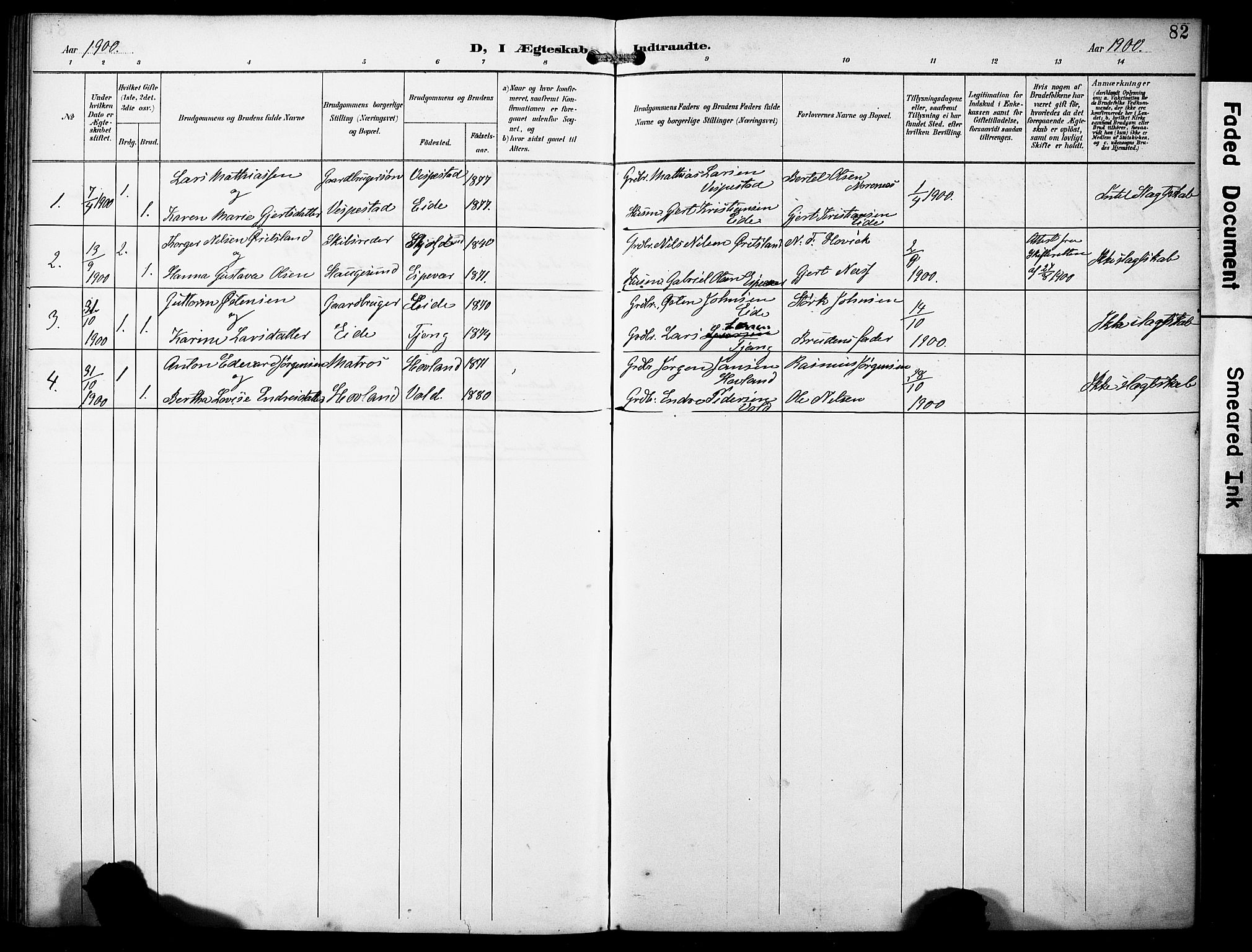 Finnås sokneprestembete, SAB/A-99925/H/Ha/Haa/Haad/L0002: Parish register (official) no. D 2, 1895-1906, p. 82
