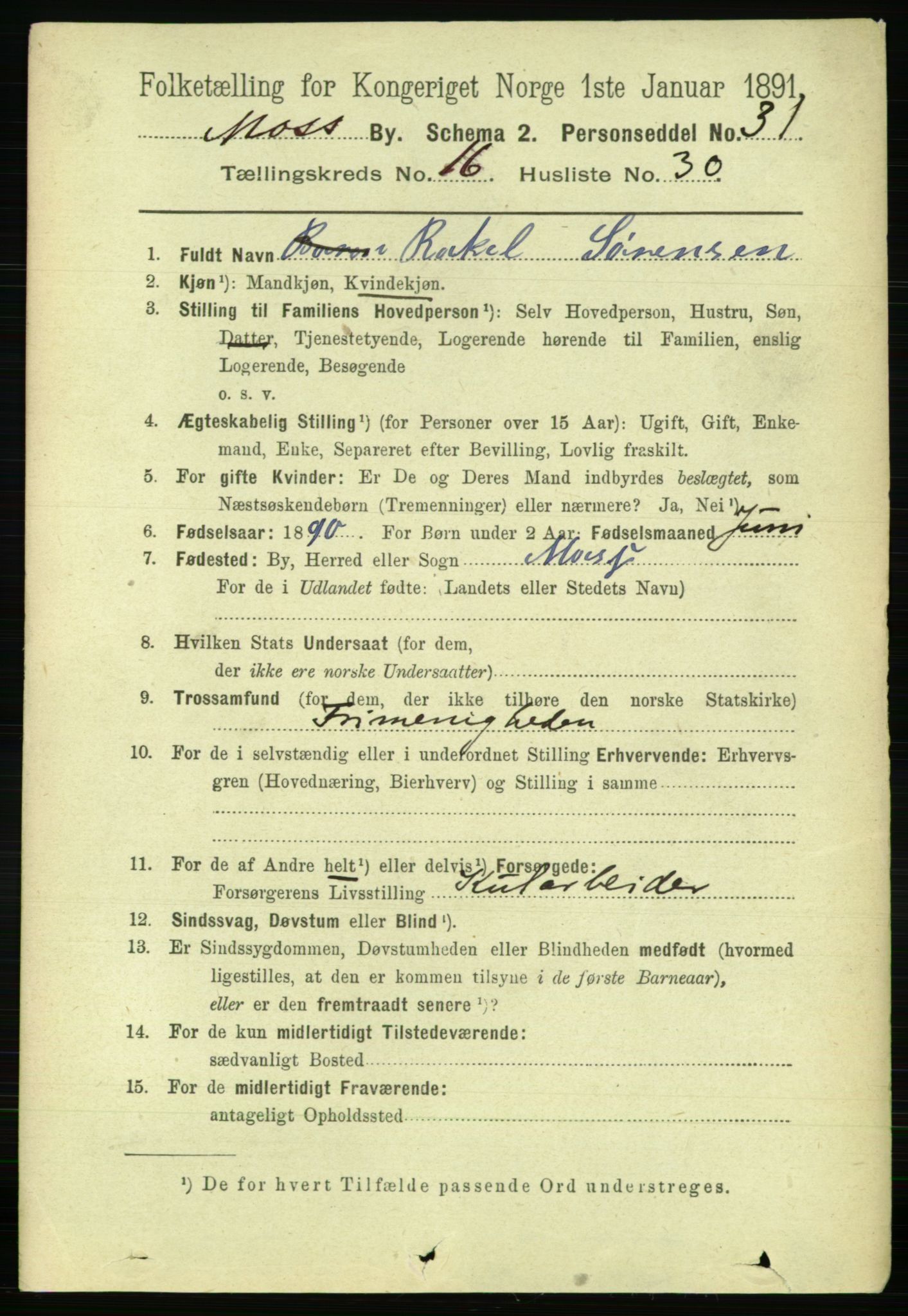 RA, 1891 census for 0104 Moss, 1891, p. 7897