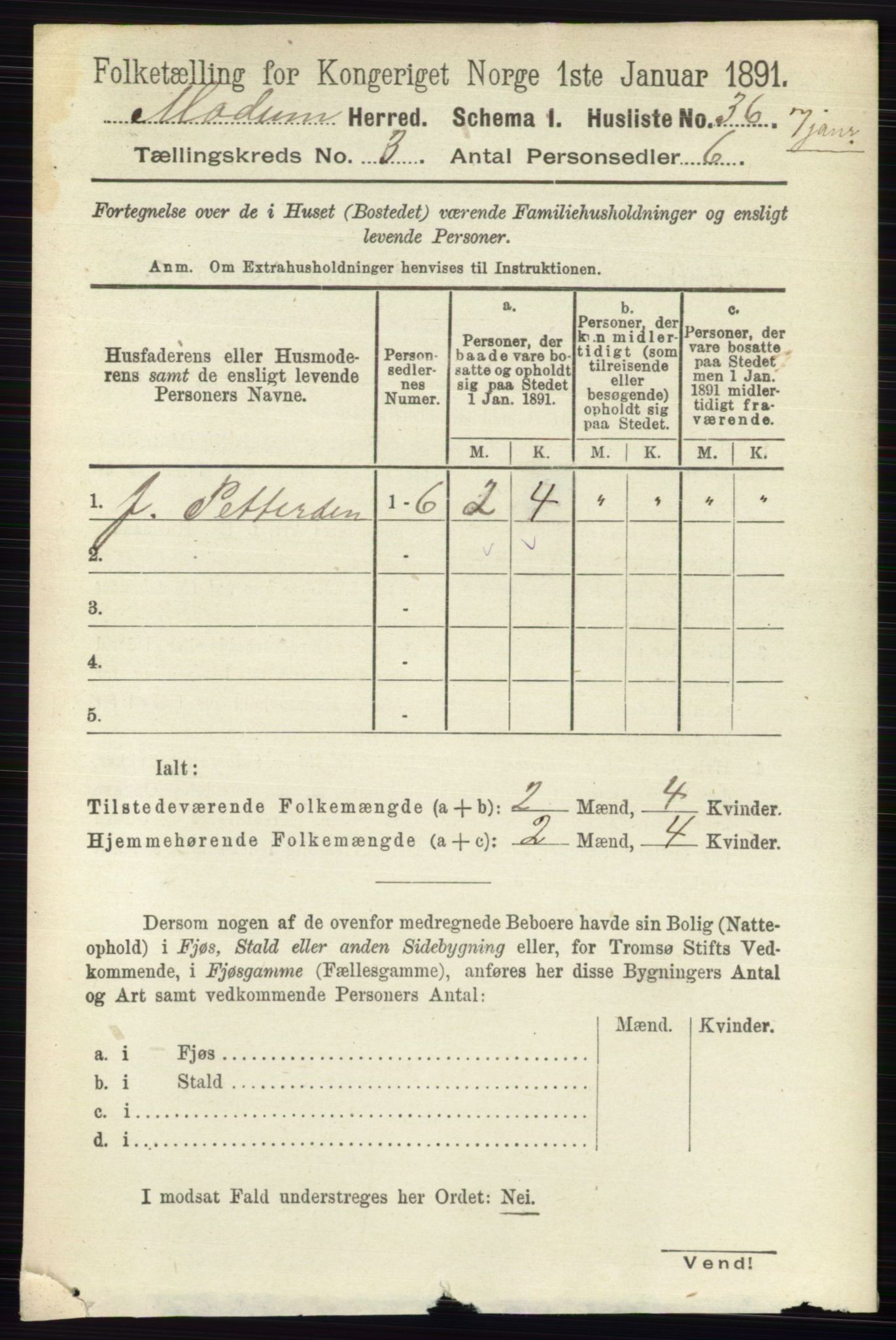 RA, 1891 census for 0623 Modum, 1891, p. 717