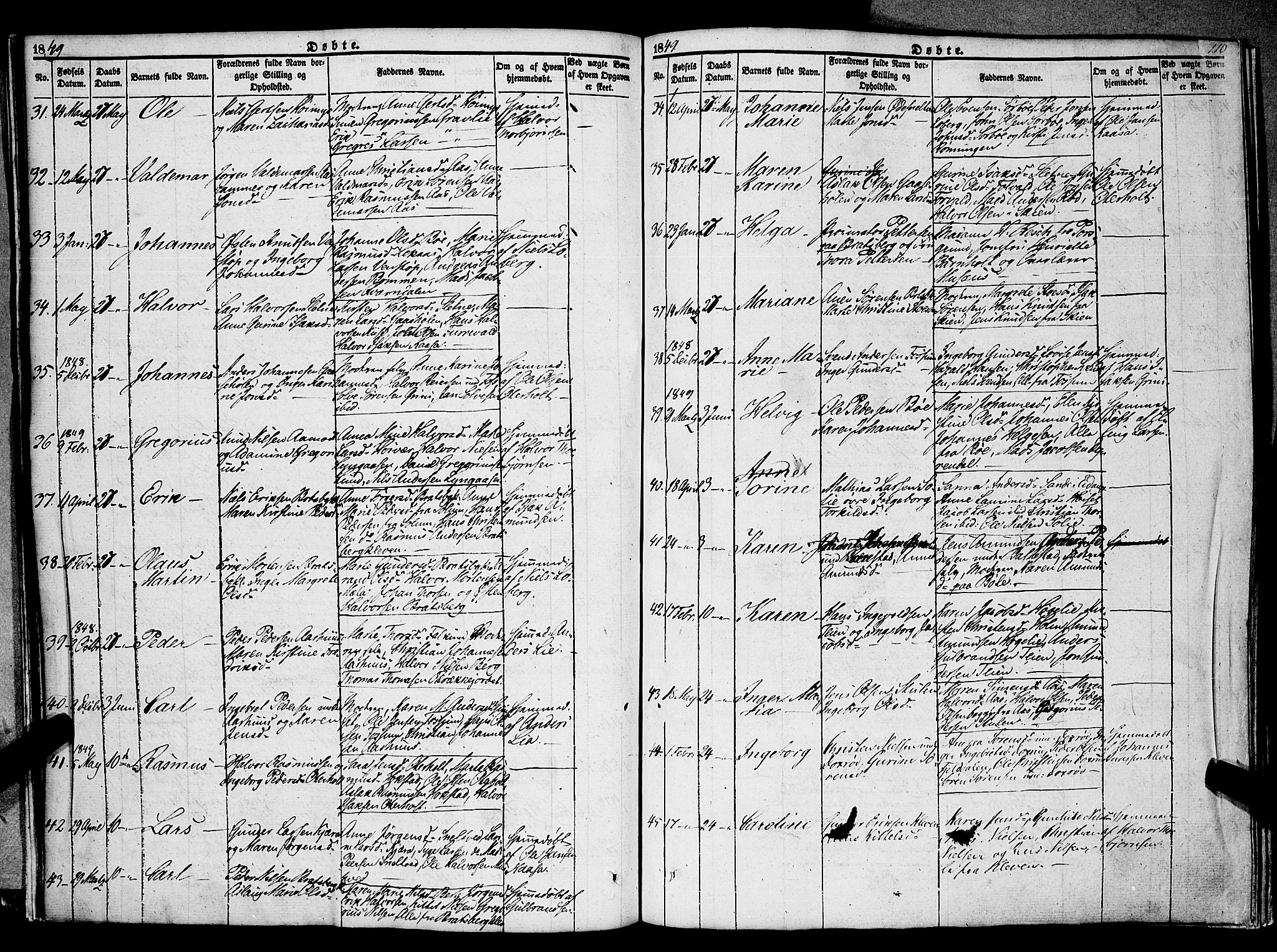 Gjerpen kirkebøker, AV/SAKO-A-265/F/Fa/L0007a: Parish register (official) no. I 7A, 1834-1857, p. 110