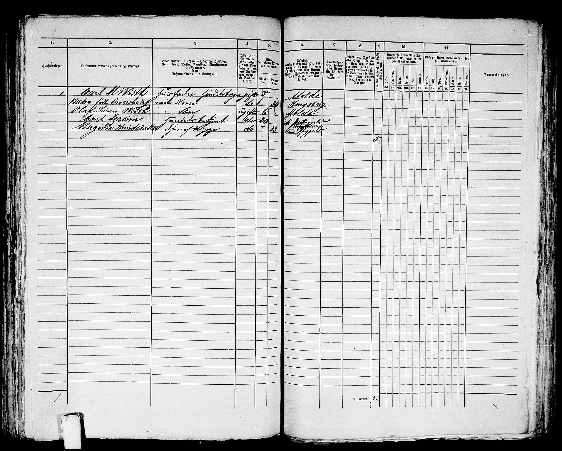 RA, 1865 census for Molde, 1865, p. 329