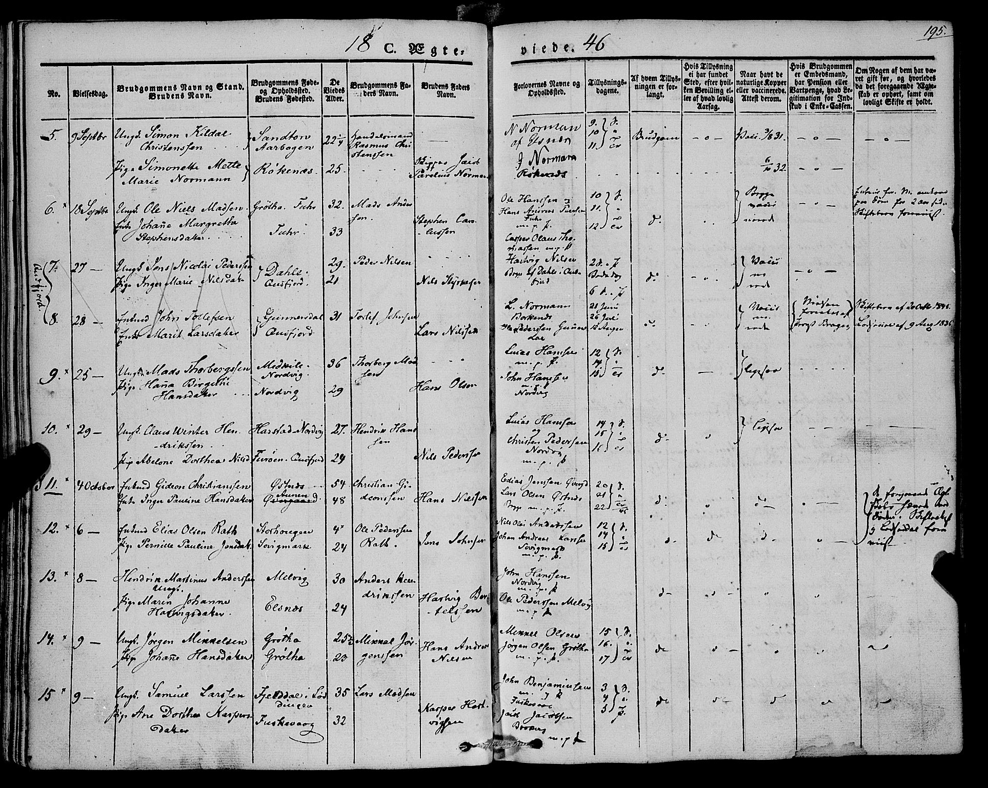 Trondenes sokneprestkontor, AV/SATØ-S-1319/H/Ha/L0009kirke: Parish register (official) no. 9, 1841-1852, p. 195