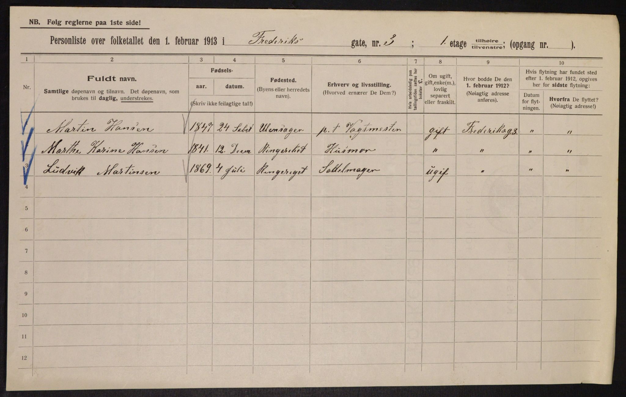 OBA, Municipal Census 1913 for Kristiania, 1913, p. 26768