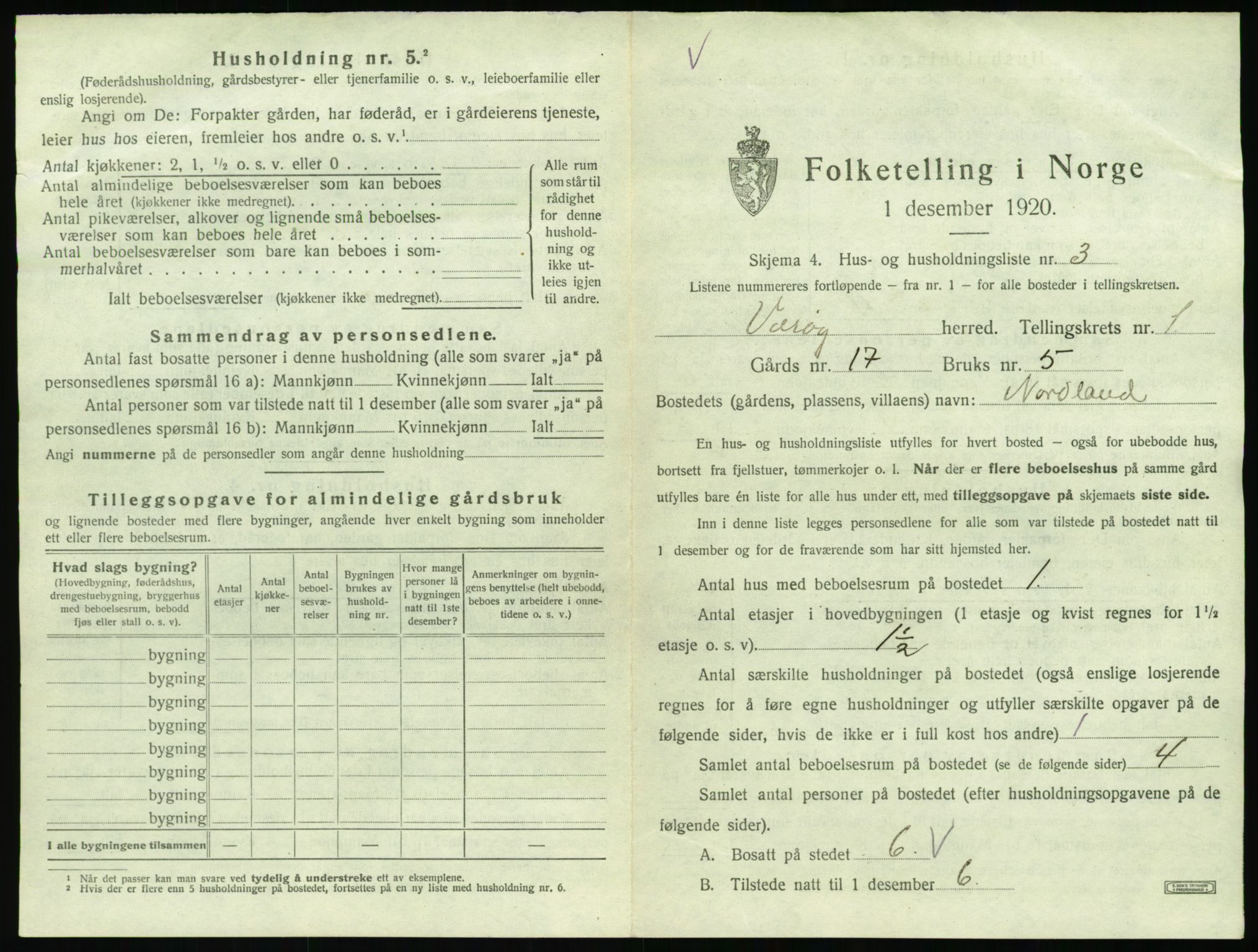 SAT, 1920 census for Værøy, 1920, p. 35