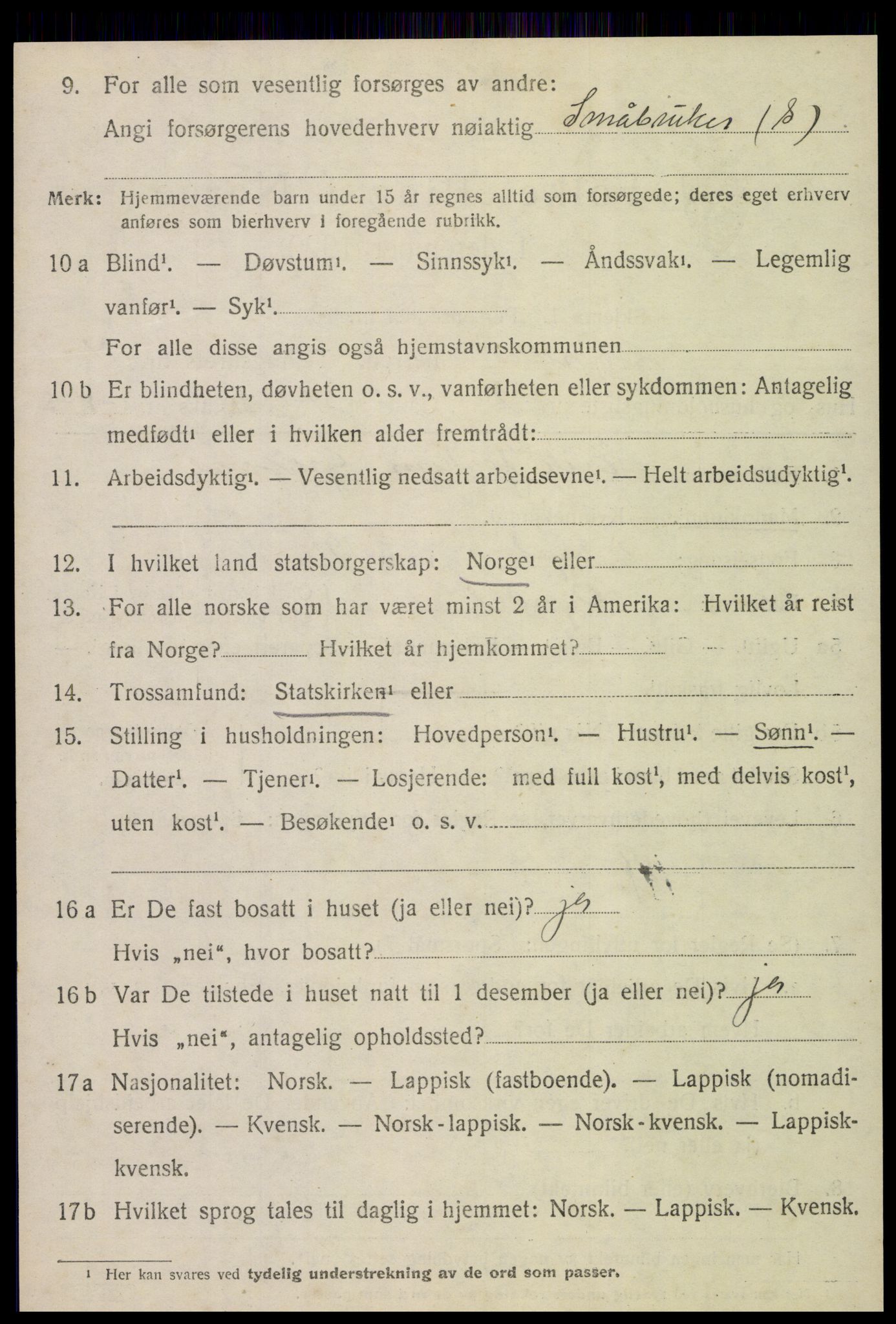 SAT, 1920 census for Ogndal, 1920, p. 1382