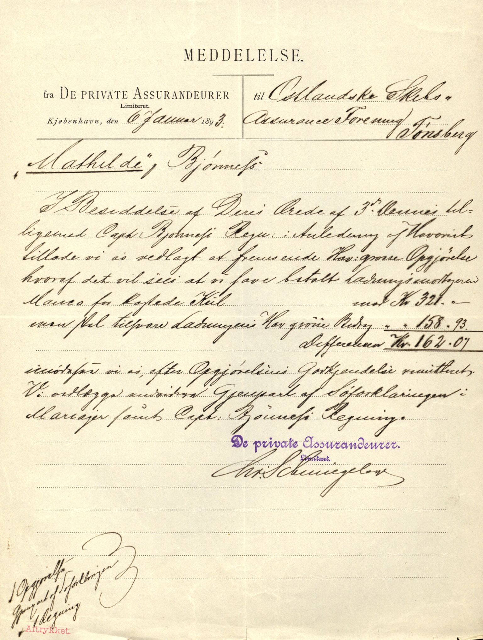 Pa 63 - Østlandske skibsassuranceforening, VEMU/A-1079/G/Ga/L0028/0003: Havaridokumenter / Minerva, Mathilde, Magnolia, Sir John Lawrence, 1892, p. 77