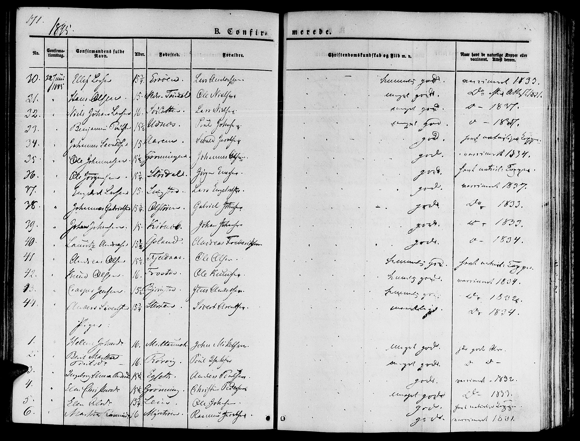 Ministerialprotokoller, klokkerbøker og fødselsregistre - Sør-Trøndelag, AV/SAT-A-1456/646/L0610: Parish register (official) no. 646A08, 1837-1847, p. 171