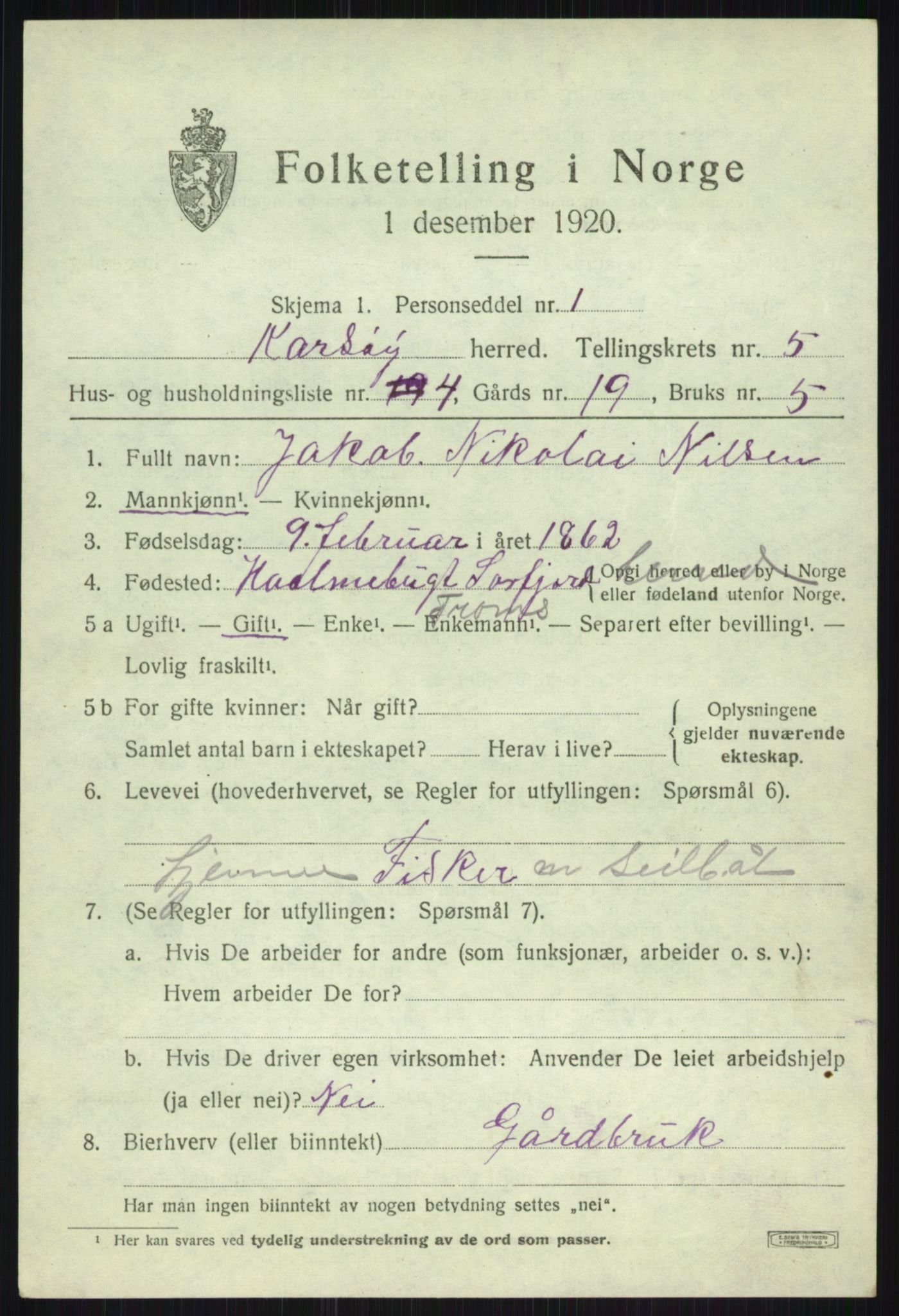 SATØ, 1920 census for Karlsøy, 1920, p. 2192