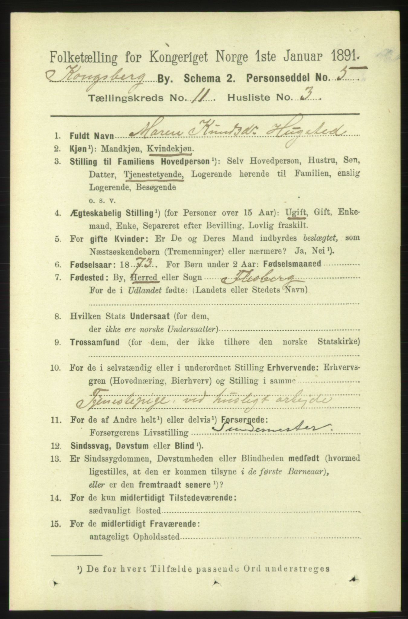 RA, 1891 census for 0604 Kongsberg, 1891, p. 6841