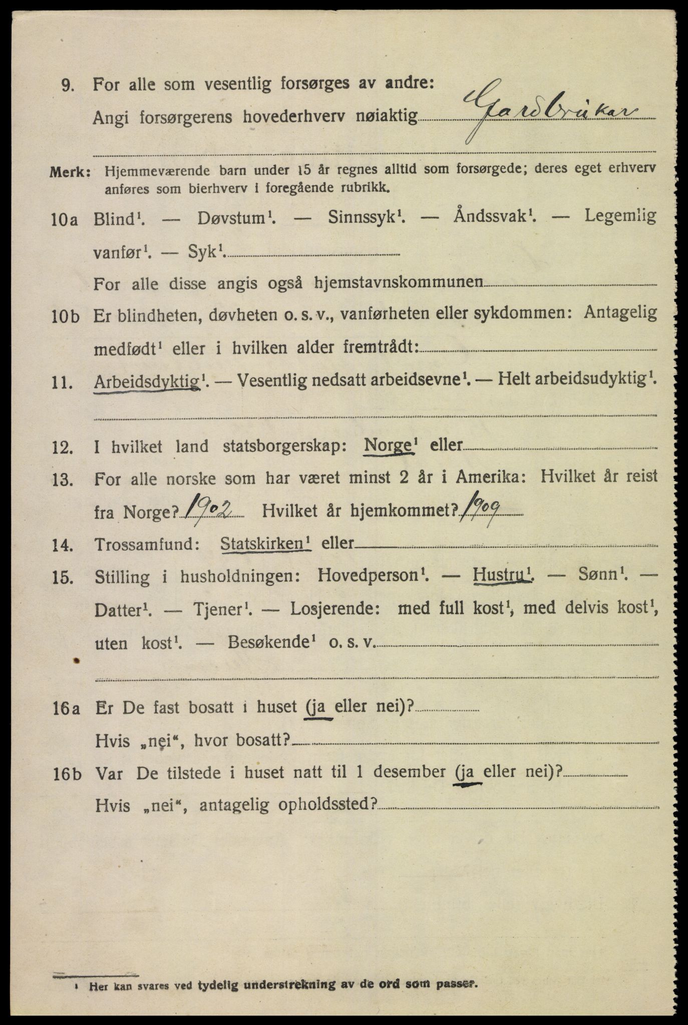 SAK, 1920 census for Grindheim, 1920, p. 1866