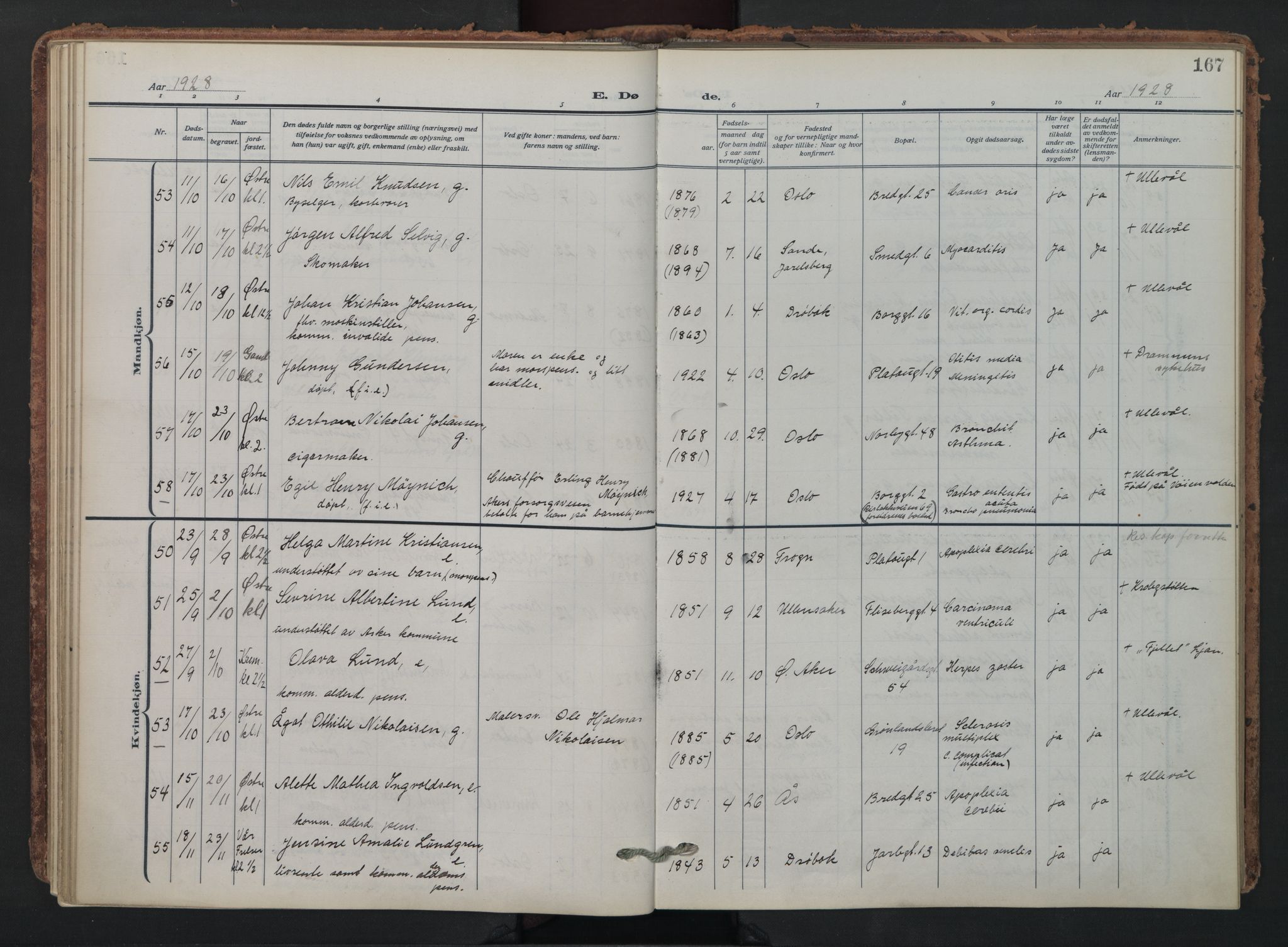 Grønland prestekontor Kirkebøker, AV/SAO-A-10848/F/Fa/L0019: Parish register (official) no. 19, 1918-1938, p. 167