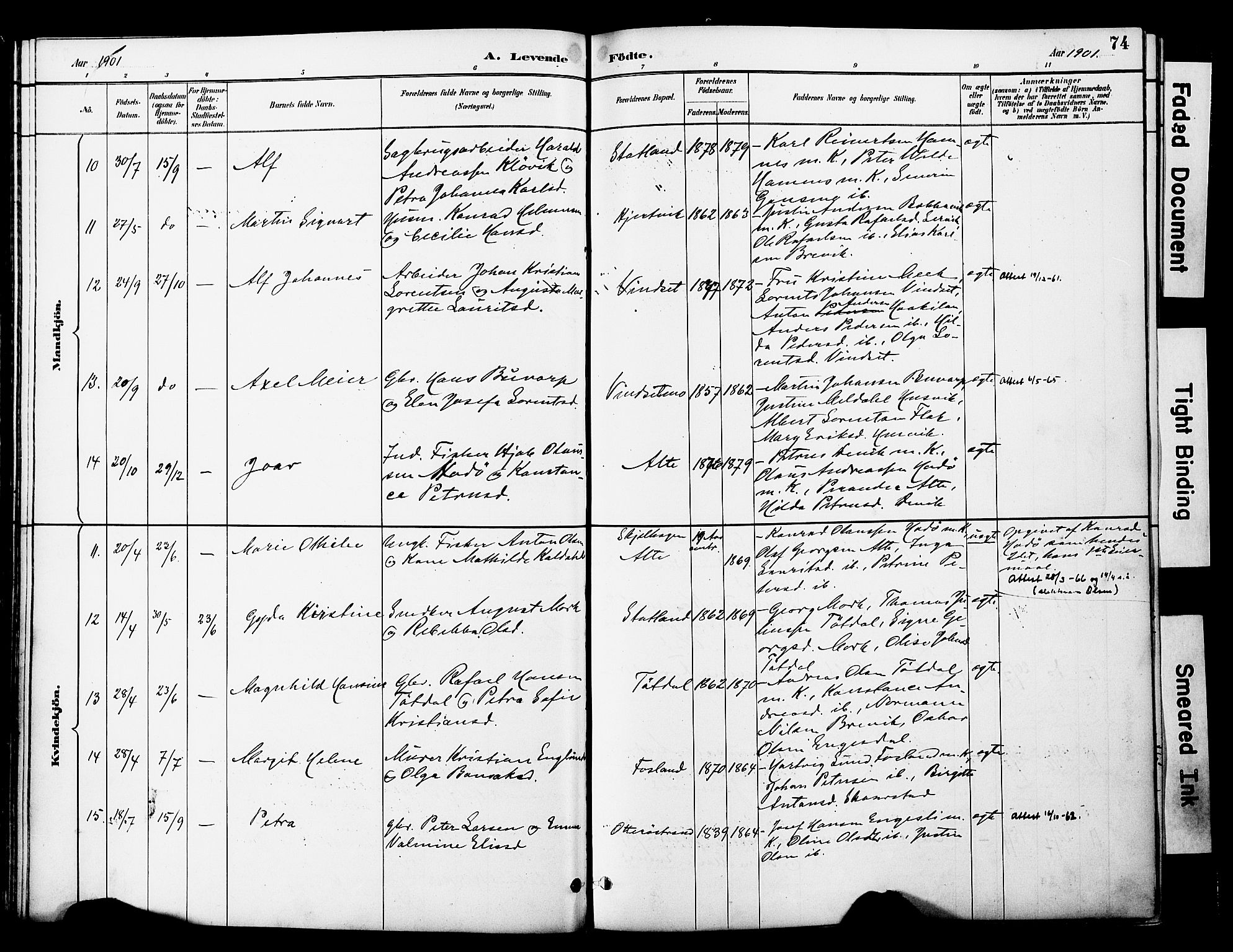 Ministerialprotokoller, klokkerbøker og fødselsregistre - Nord-Trøndelag, AV/SAT-A-1458/774/L0628: Parish register (official) no. 774A02, 1887-1903, p. 74