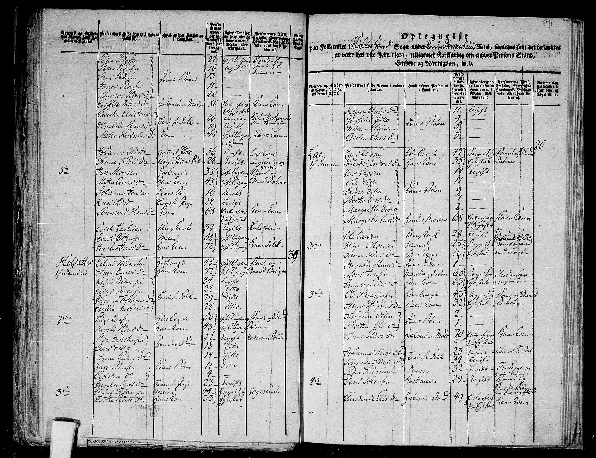 RA, 1801 census for 1425P Hafslo, 1801, p. 72b-73a