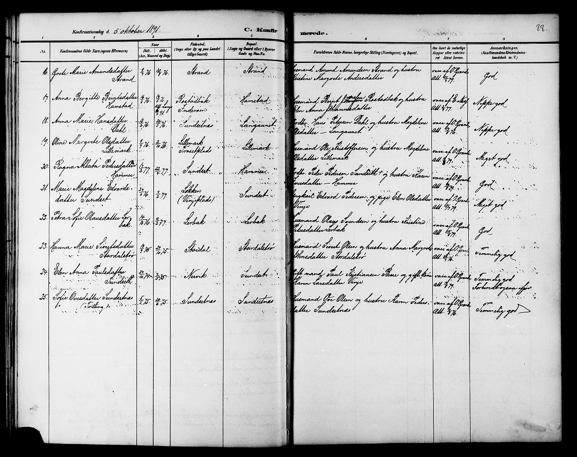 Ministerialprotokoller, klokkerbøker og fødselsregistre - Nord-Trøndelag, SAT/A-1458/733/L0327: Parish register (copy) no. 733C02, 1888-1918, p. 88