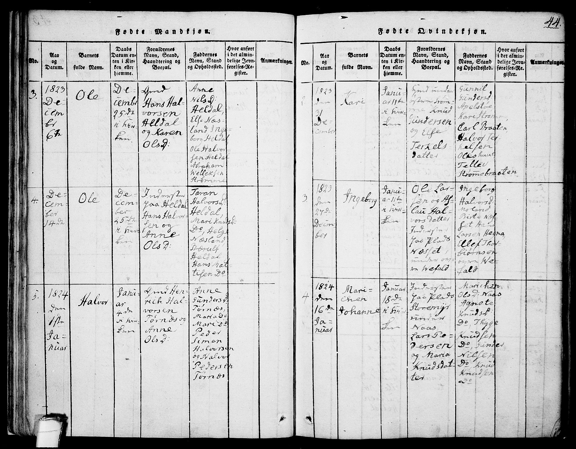 Drangedal kirkebøker, SAKO/A-258/F/Fa/L0005: Parish register (official) no. 5 /1, 1814-1831, p. 44