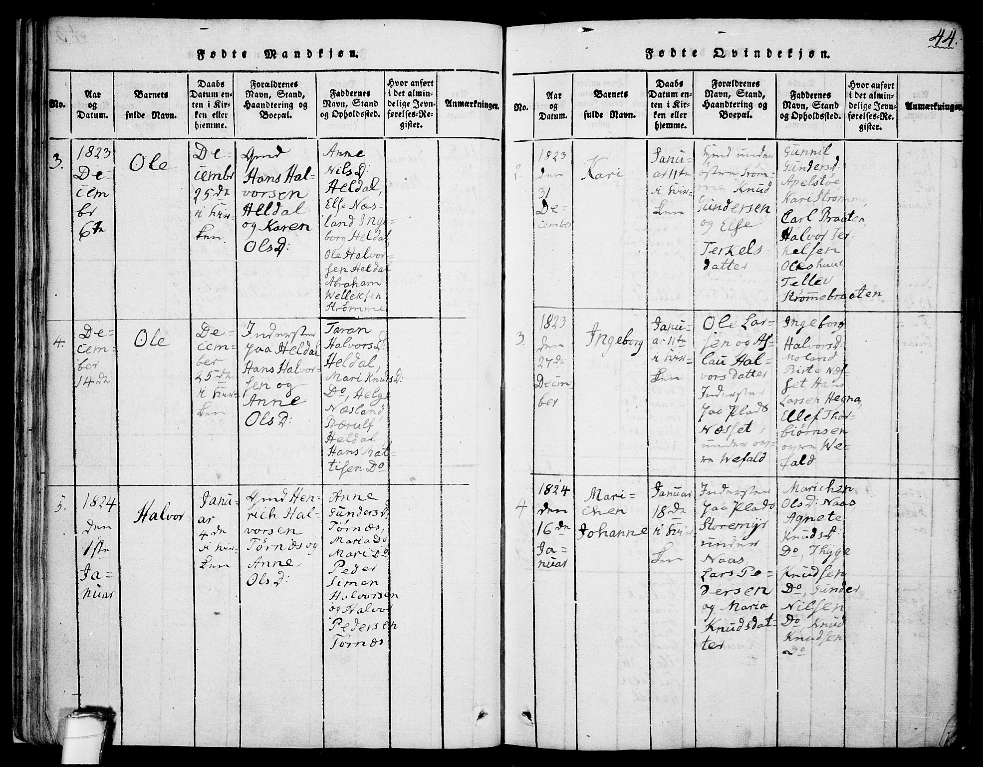 Drangedal kirkebøker, AV/SAKO-A-258/F/Fa/L0005: Parish register (official) no. 5 /1, 1814-1831, p. 44