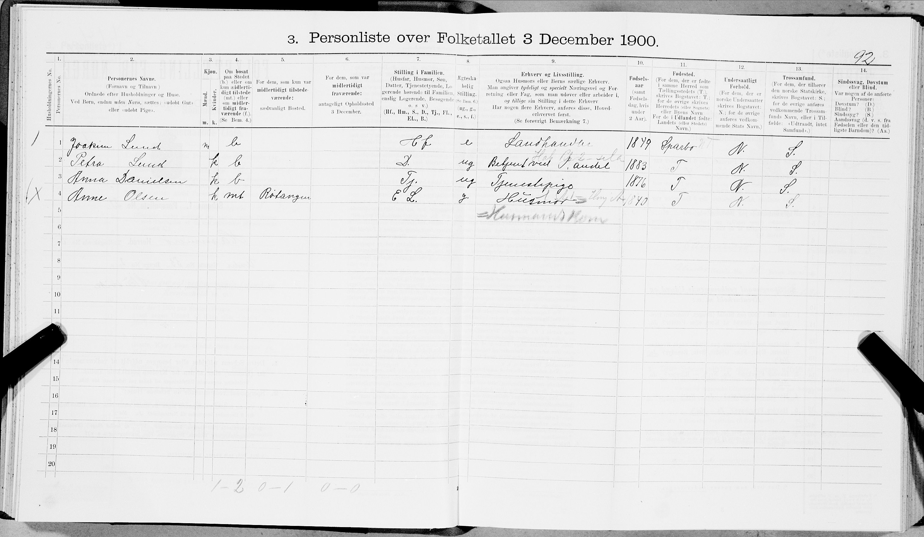 SAT, 1900 census for Hamarøy, 1900, p. 581