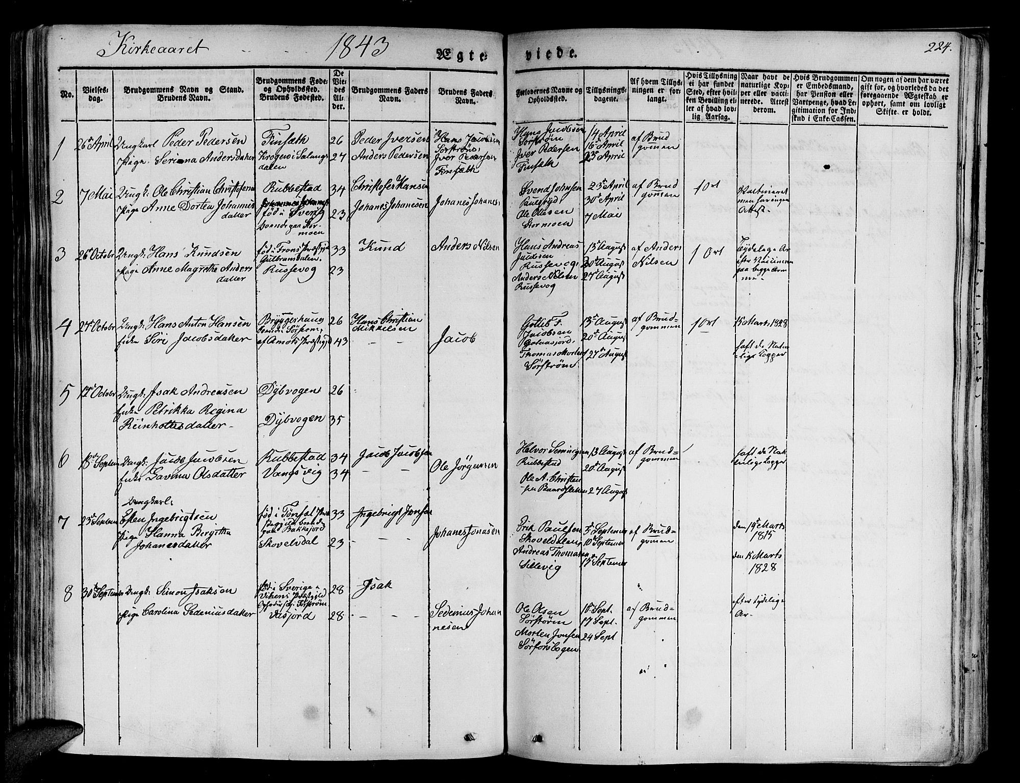 Tranøy sokneprestkontor, SATØ/S-1313/I/Ia/Iaa/L0005kirke: Parish register (official) no. 5, 1829-1844, p. 224