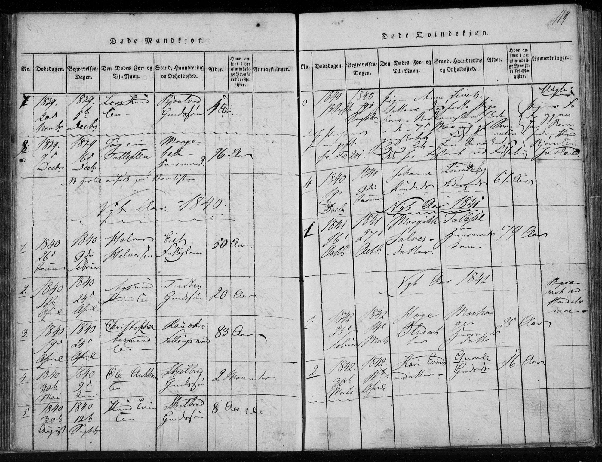 Lårdal kirkebøker, SAKO/A-284/F/Fa/L0005: Parish register (official) no. I 5, 1815-1860, p. 114