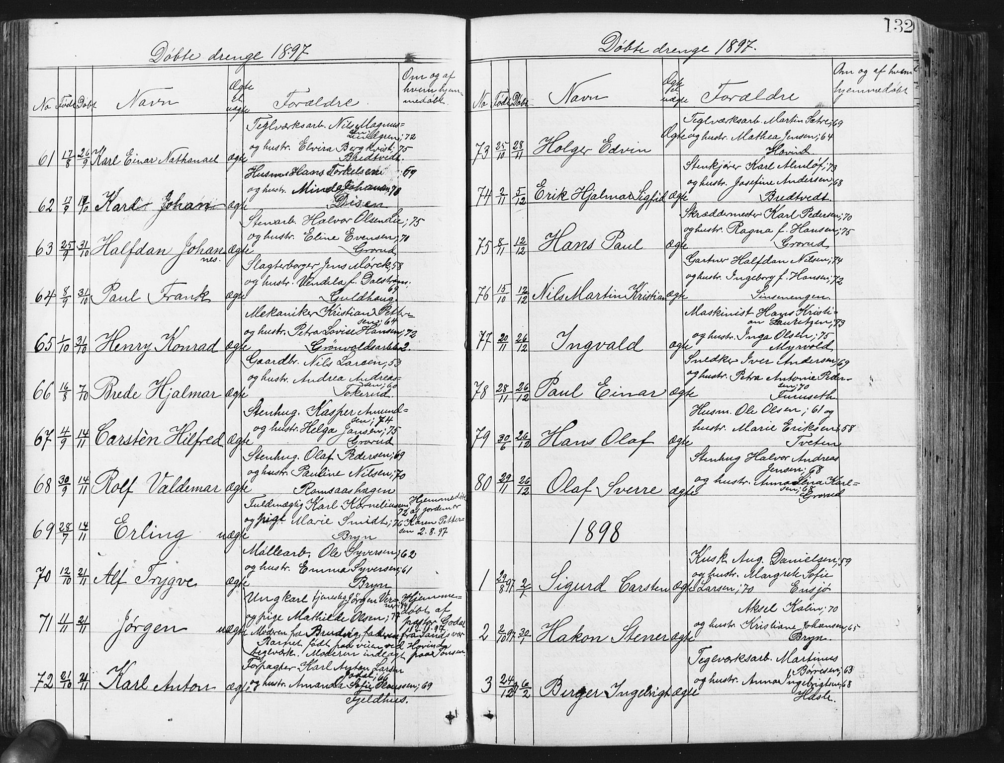 Østre Aker prestekontor Kirkebøker, SAO/A-10840/G/Ga/L0003: Parish register (copy) no. I 3, 1868-1913, p. 132