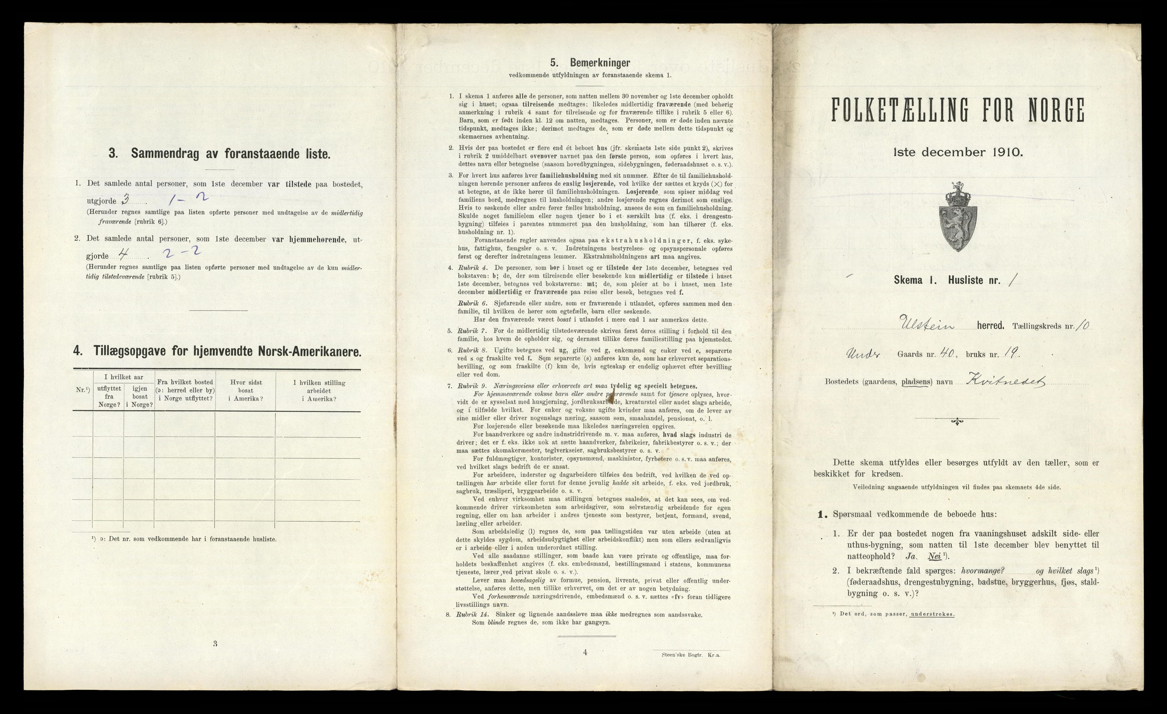 RA, 1910 census for Ulstein, 1910, p. 888