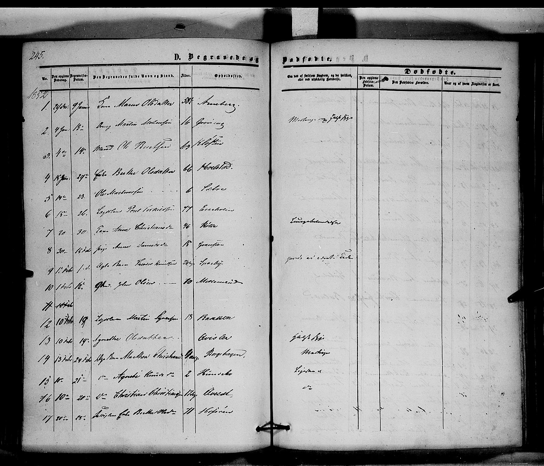 Hof prestekontor, AV/SAH-PREST-038/H/Ha/Haa/L0008: Parish register (official) no. 8, 1849-1861, p. 245