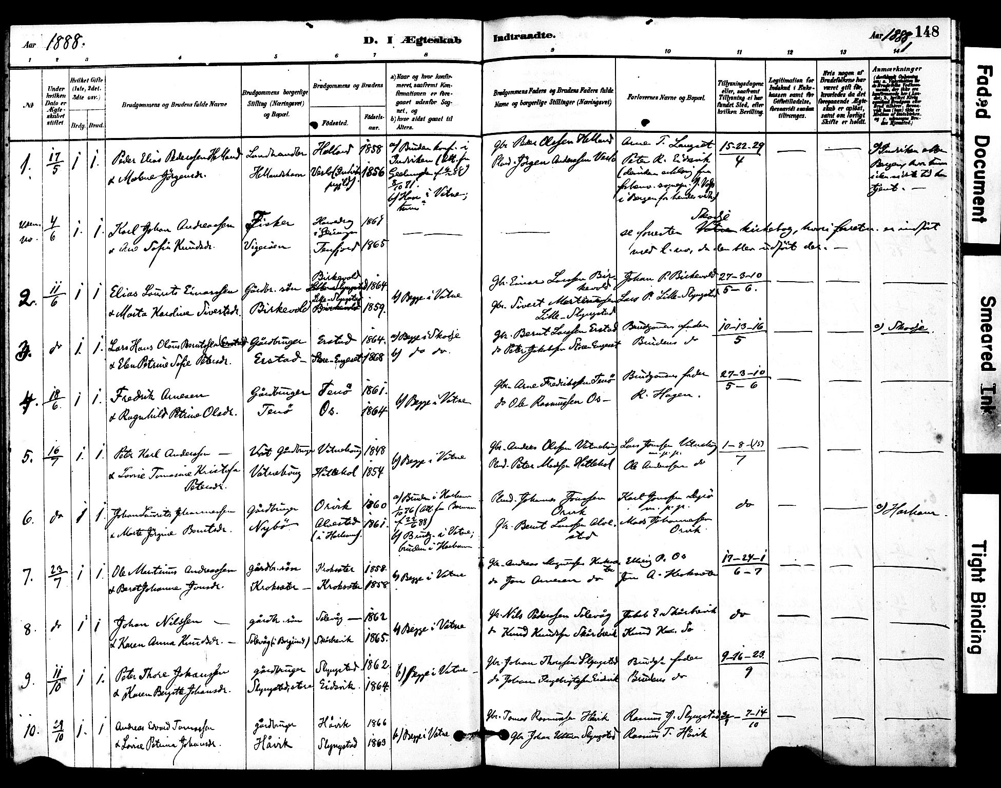 Ministerialprotokoller, klokkerbøker og fødselsregistre - Møre og Romsdal, SAT/A-1454/525/L0374: Parish register (official) no. 525A04, 1880-1899, p. 148