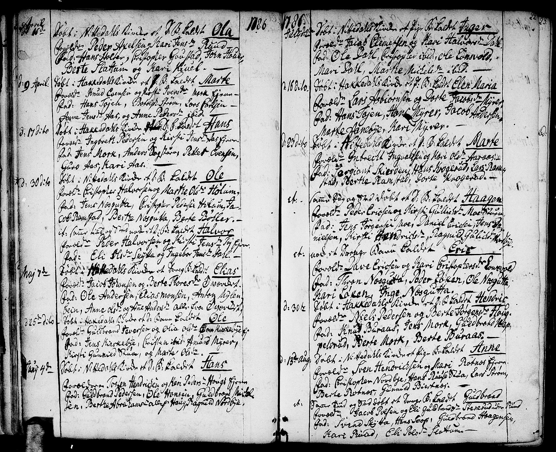 Nittedal prestekontor Kirkebøker, SAO/A-10365a/F/Fa/L0002: Parish register (official) no. I 2, 1779-1814, p. 22