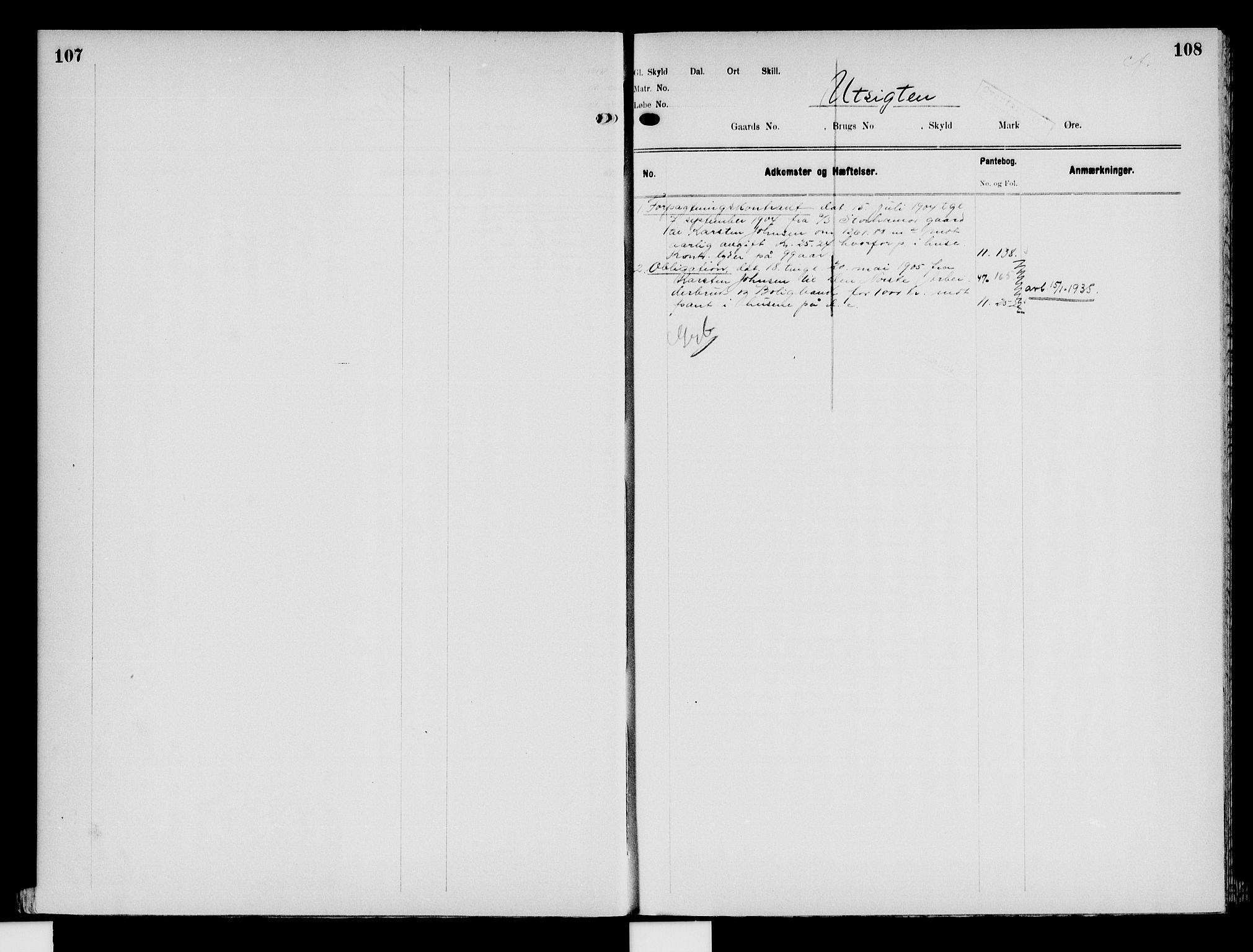 Nord-Hedmark sorenskriveri, SAH/TING-012/H/Ha/Had/Hade/L0008: Mortgage register no. 4.8, 1923-1940, p. 107-108