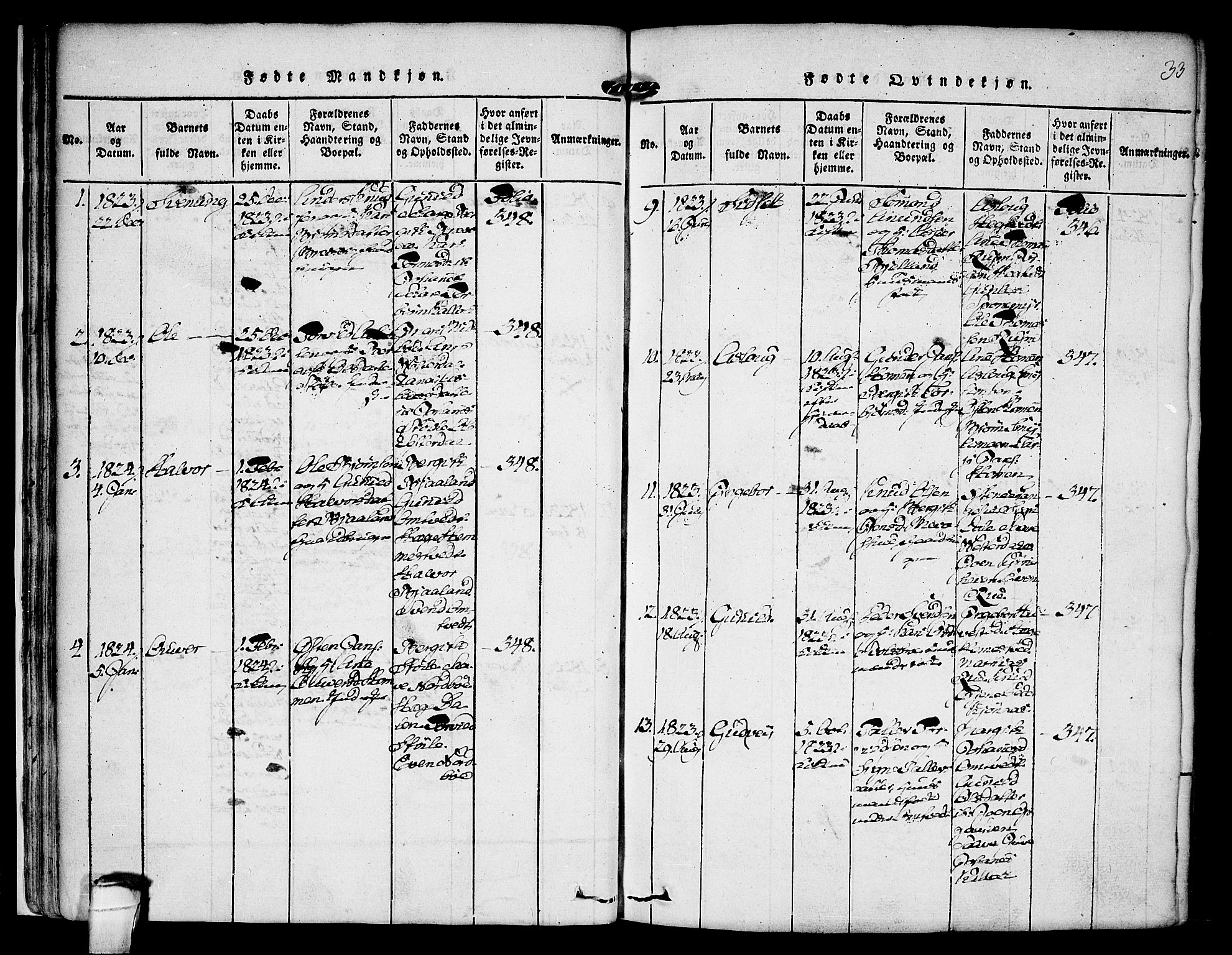 Kviteseid kirkebøker, SAKO/A-276/F/Fb/L0001: Parish register (official) no. II 1, 1815-1836, p. 33