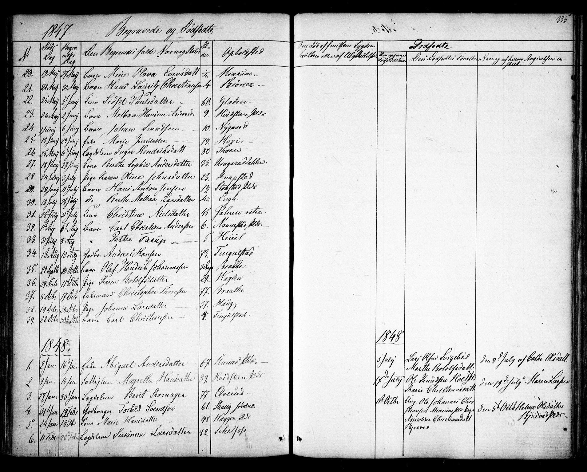 Hobøl prestekontor Kirkebøker, AV/SAO-A-2002/F/Fa/L0003: Parish register (official) no. I 3, 1842-1864, p. 335