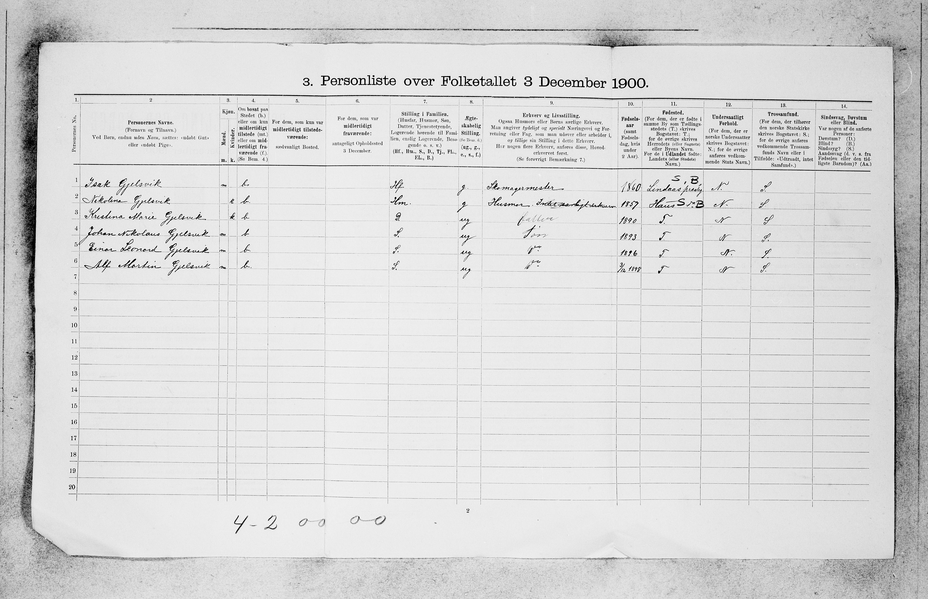 SAB, 1900 census for Bergen, 1900, p. 28935