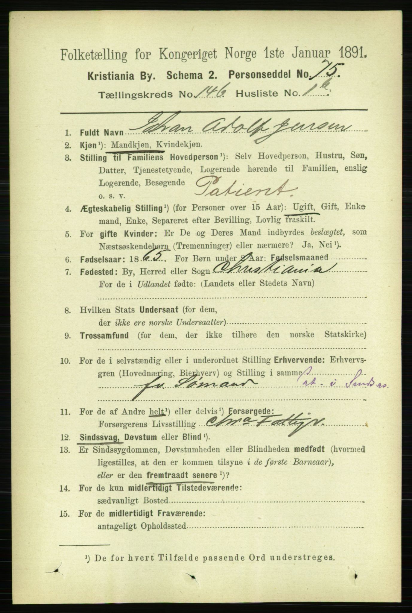 RA, 1891 census for 0301 Kristiania, 1891, p. 80612