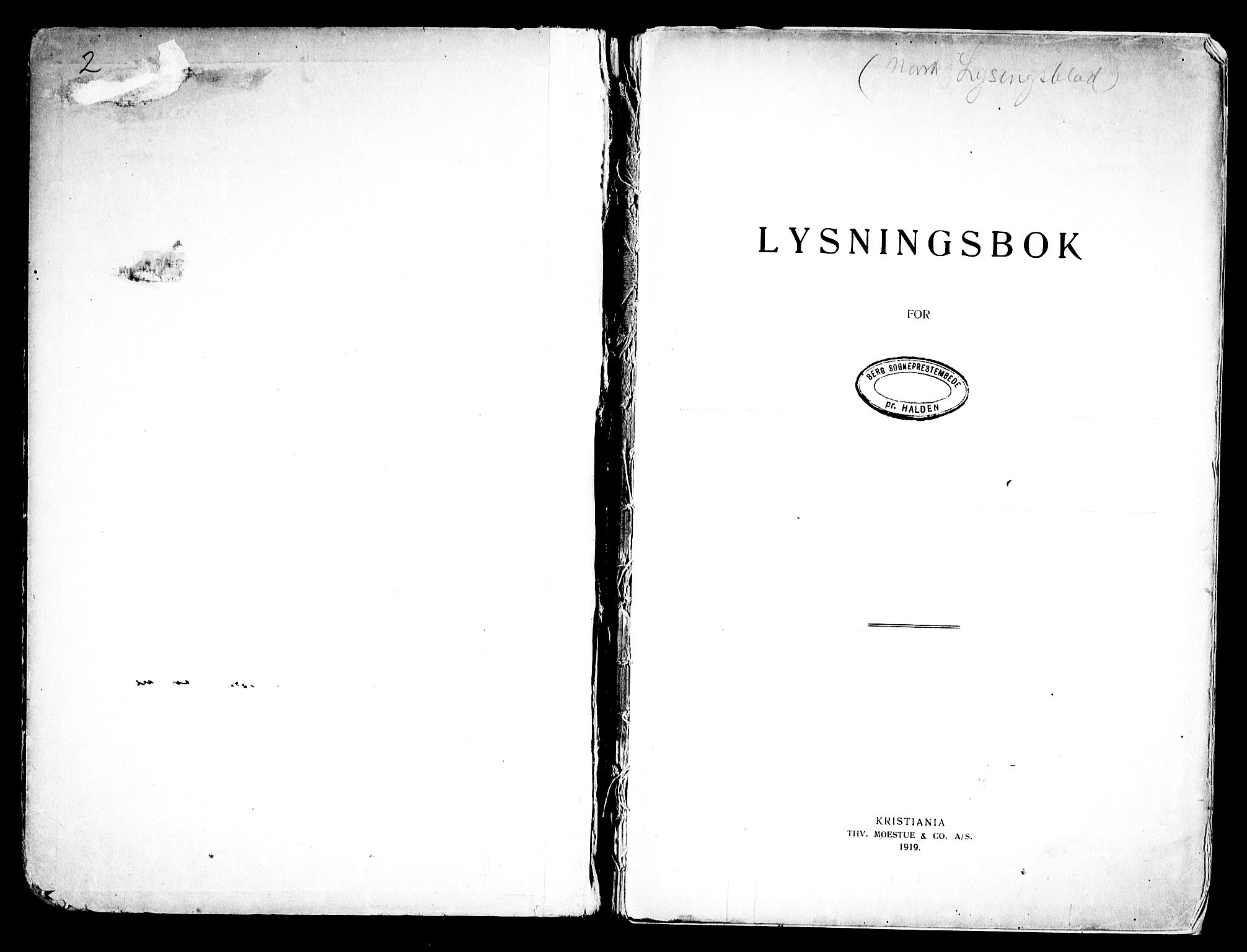 Berg prestekontor Kirkebøker, AV/SAO-A-10902/H/Ha/L0002: Banns register no. I 2, 1919-1966