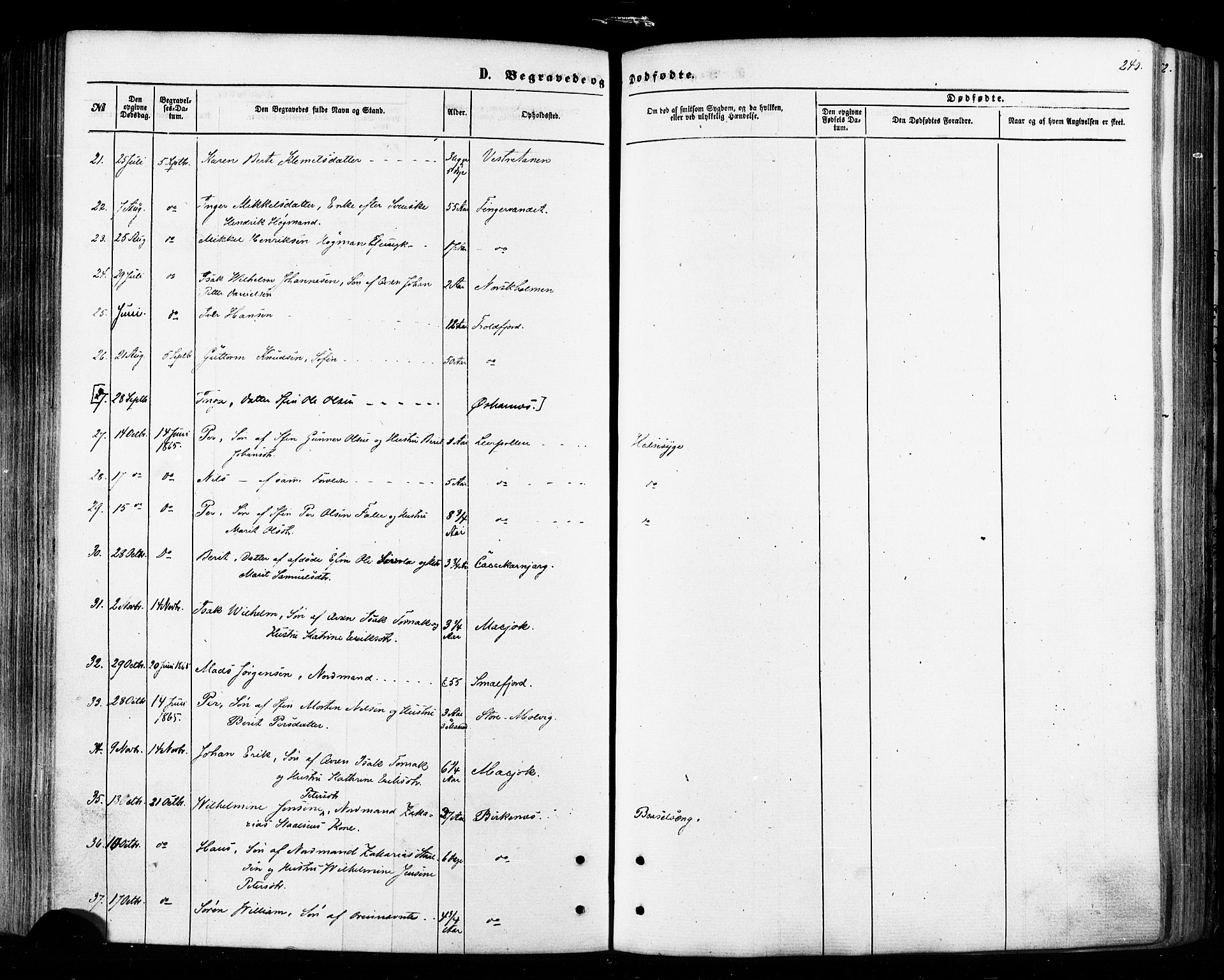 Tana sokneprestkontor, AV/SATØ-S-1334/H/Ha/L0002kirke: Parish register (official) no. 2 /1, 1861-1877, p. 240