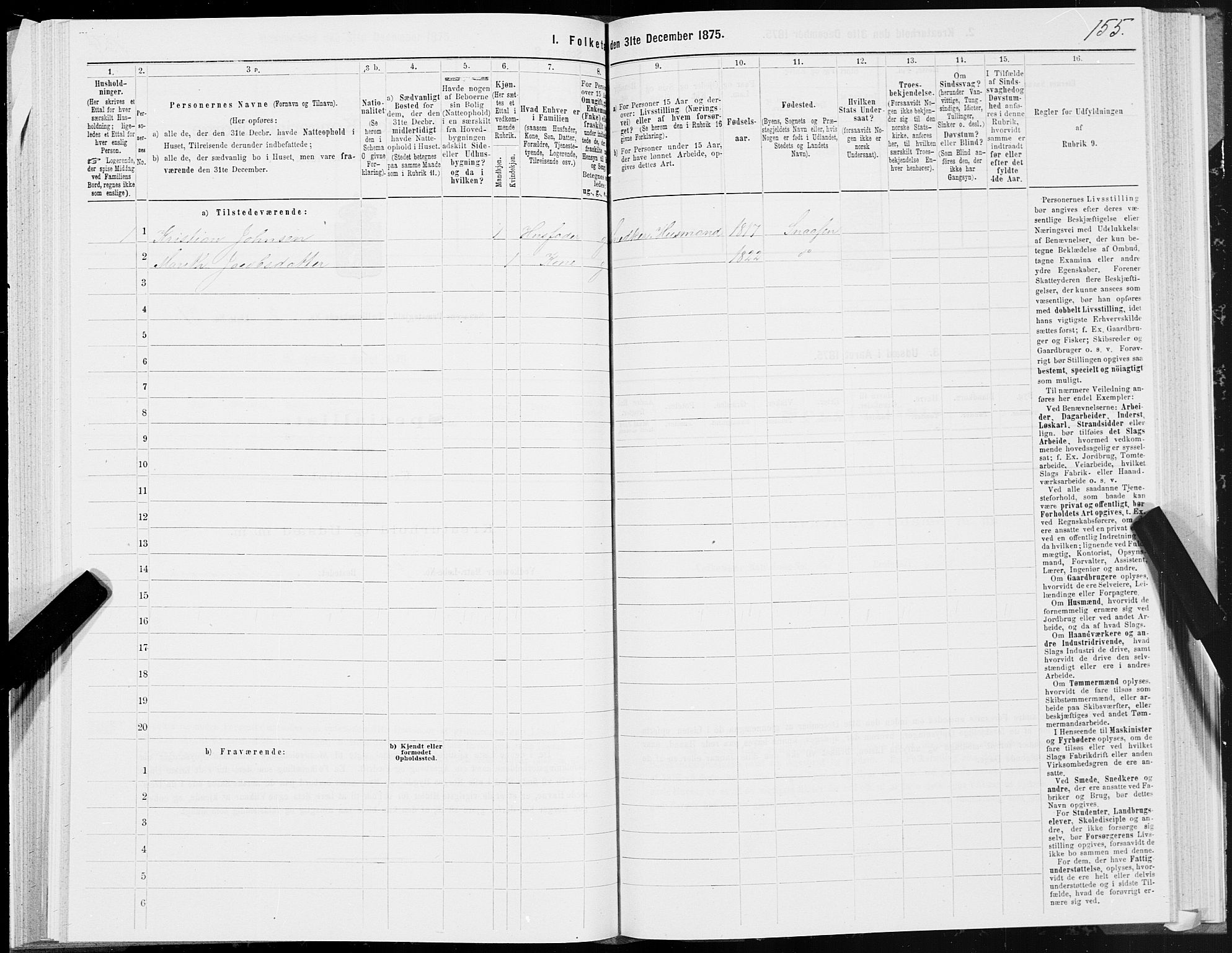 SAT, 1875 census for 1736P Snåsa, 1875, p. 1155