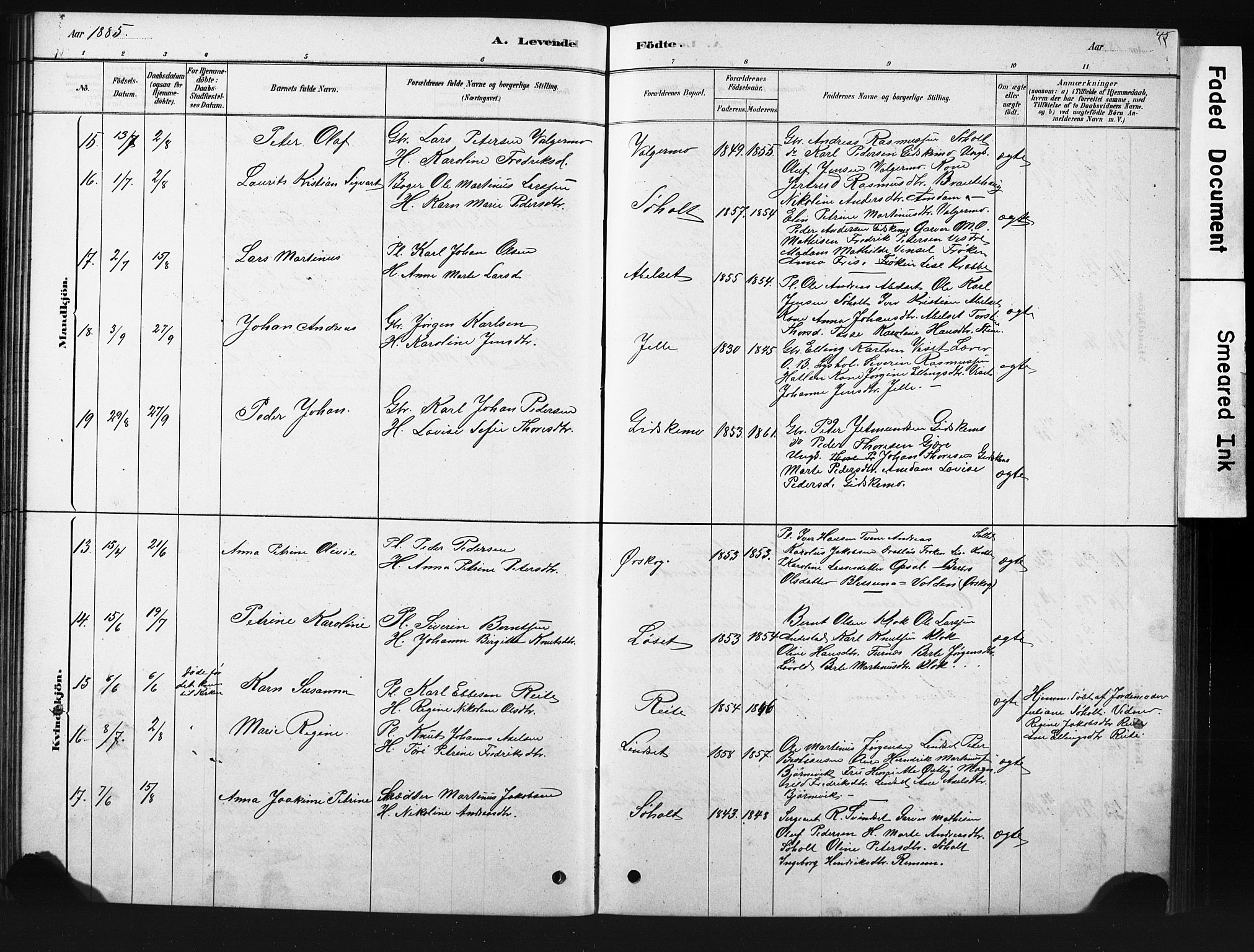 Ministerialprotokoller, klokkerbøker og fødselsregistre - Møre og Romsdal, AV/SAT-A-1454/522/L0326: Parish register (copy) no. 522C05, 1878-1890, p. 45